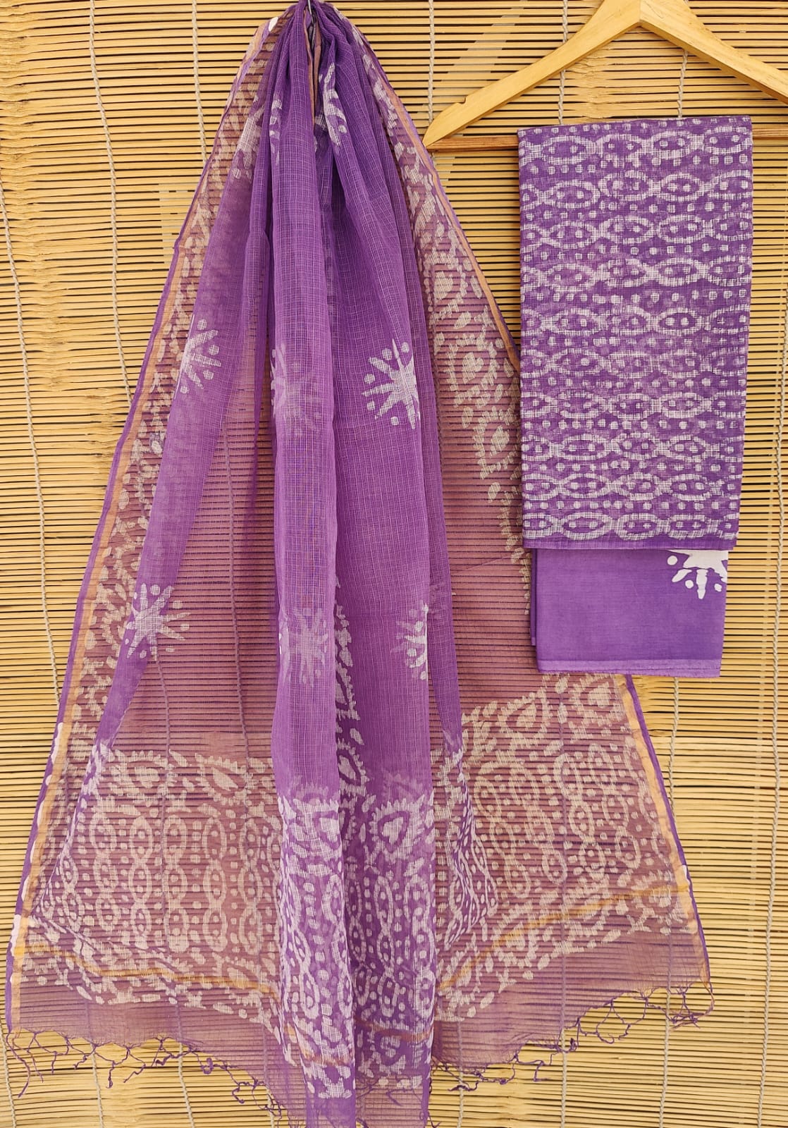 SGT008  Pure Kota Doria Suit with Dupatta, Hand Block Printed using Natural Vegetable dye