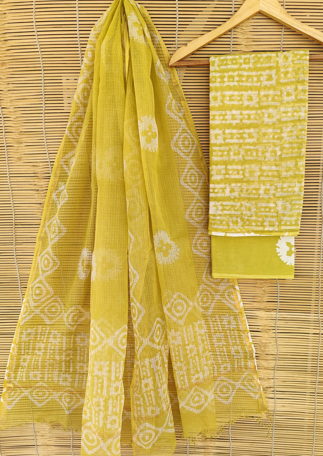 SGT008  Pure Kota Doria Suit with Dupatta, Hand Block Printed using Natural Vegetable dye