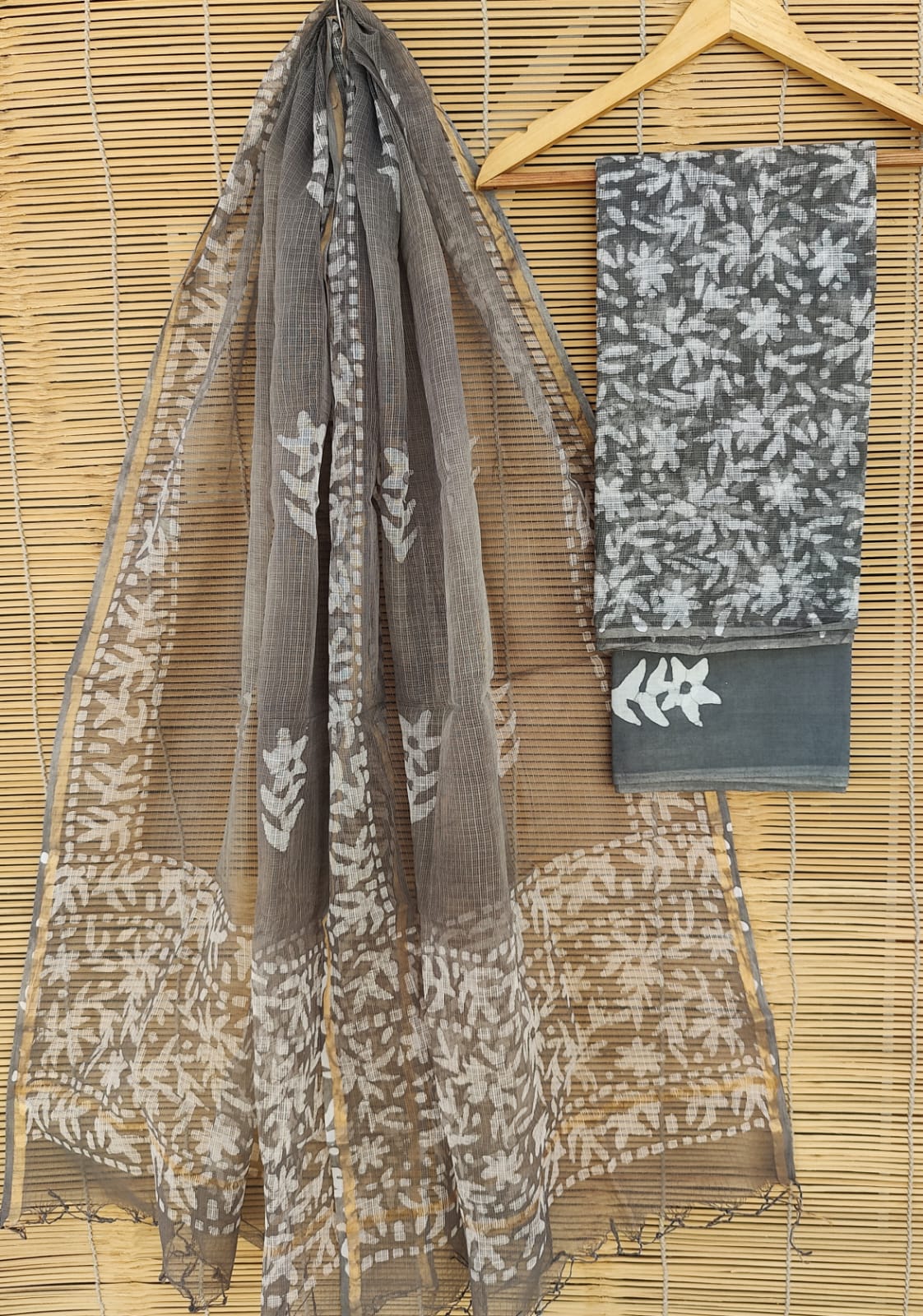 SGT008  Pure Kota Doria Suit with Dupatta, Hand Block Printed using Natural Vegetable dye