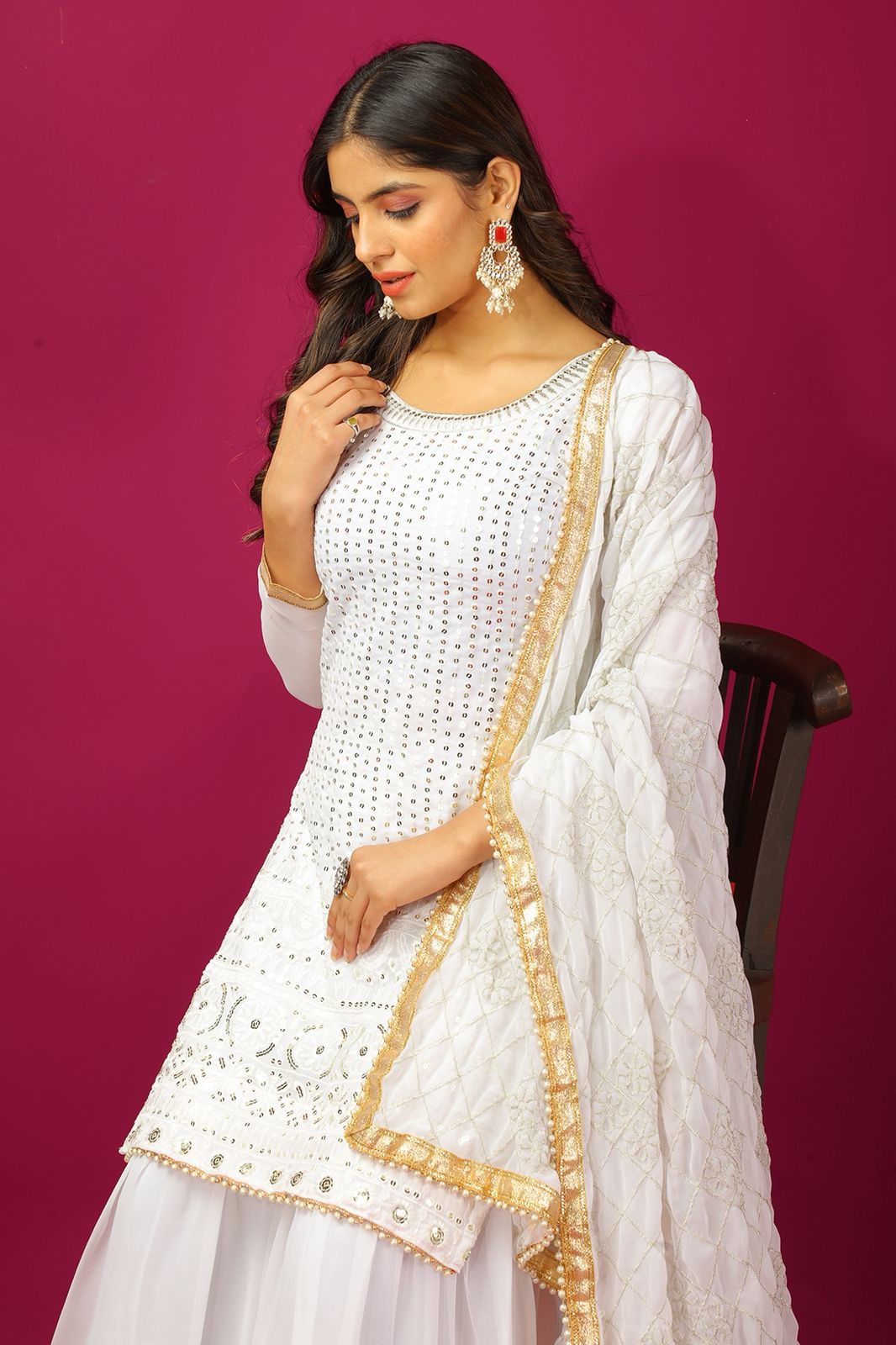 PRD0045 Presenting New Designer Faux Georgette Heavy Top Palazzo with Dupatta