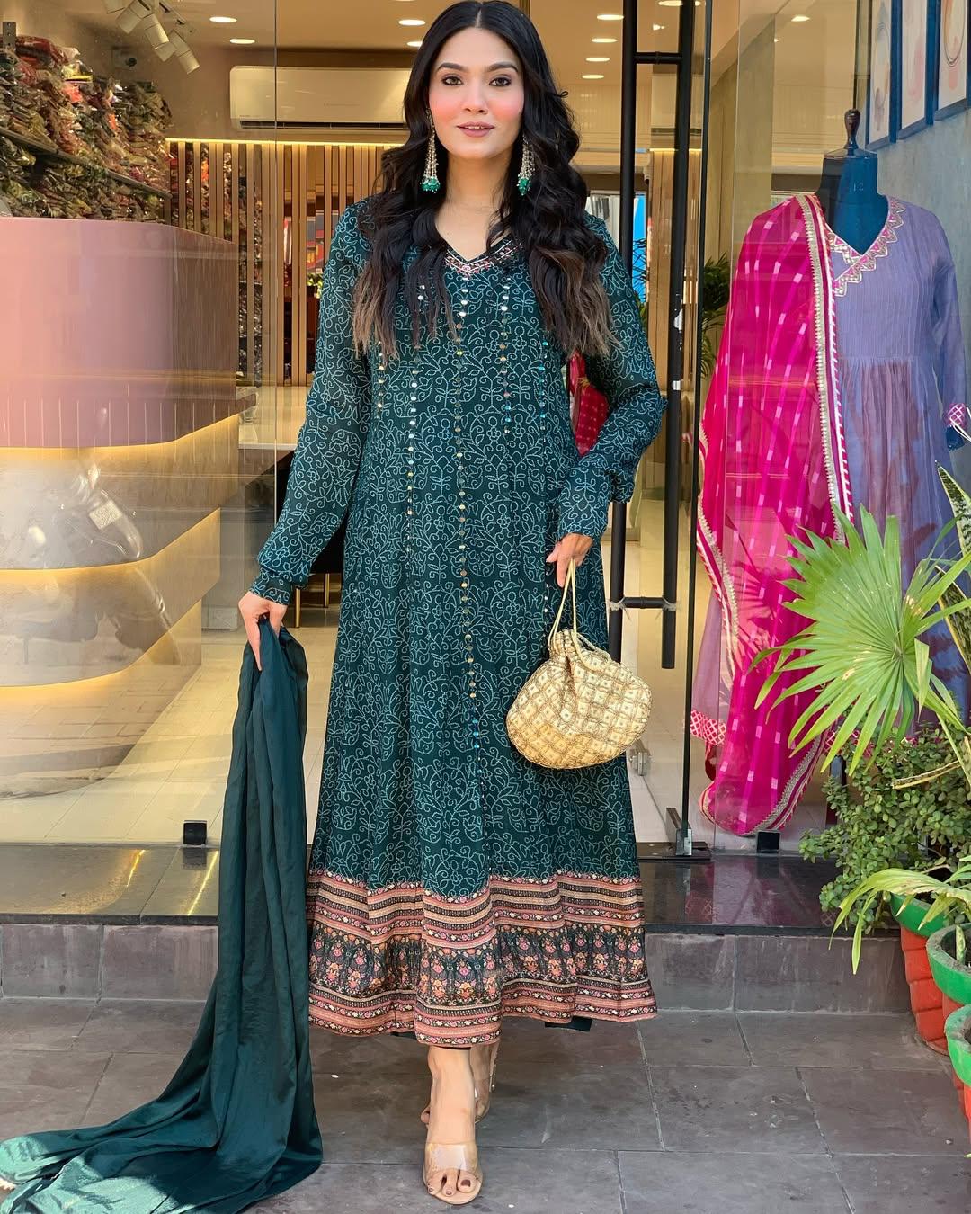 PRD0062 Maslen base Cotton Fabric Embroidery Work Kurti Paired with Chiffon Dupatta