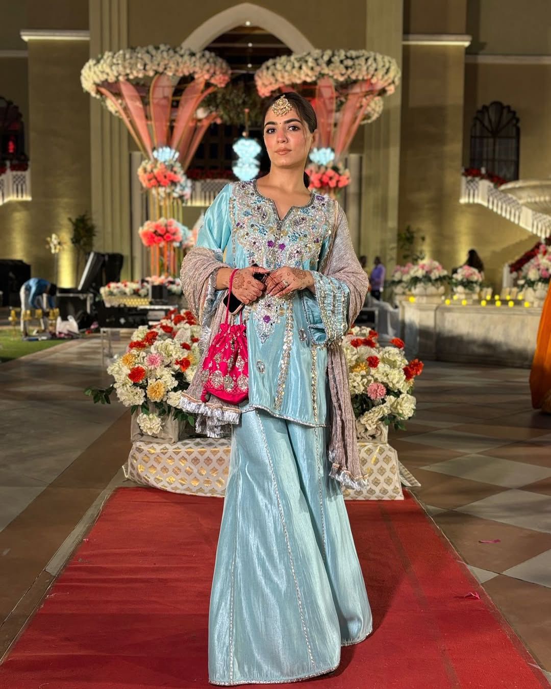 PRD0078 DESIGNER HEAVY NATURAL CREAP EMBROIDERED SEQUENCE WORK WITH FANCY TOP SHARARA DUPATTA SET