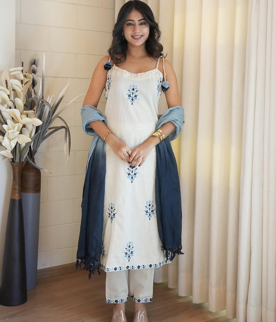 JKM0013 Beautiful Cotton Flex Kurti Set with Dupatta