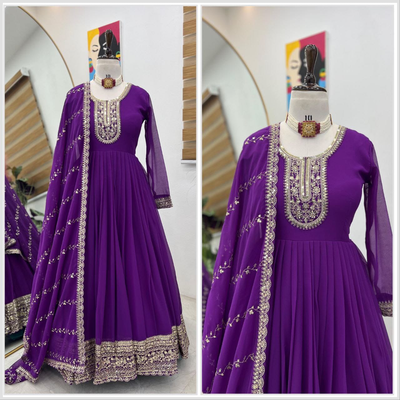 PRD0065 BEAUTIFUL FOX GEORGETTE GOWN  WITH DUPATTA