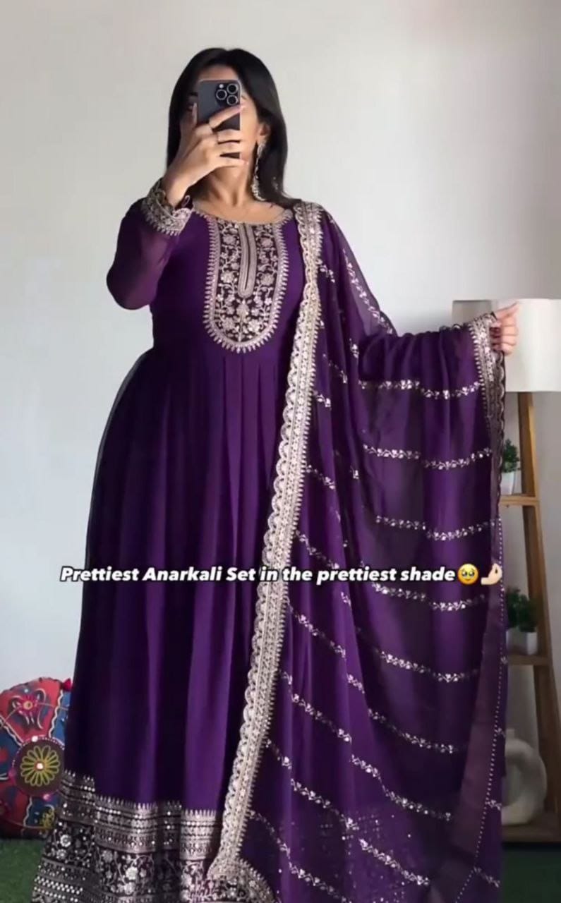PRD0065 BEAUTIFUL FOX GEORGETTE GOWN  WITH DUPATTA