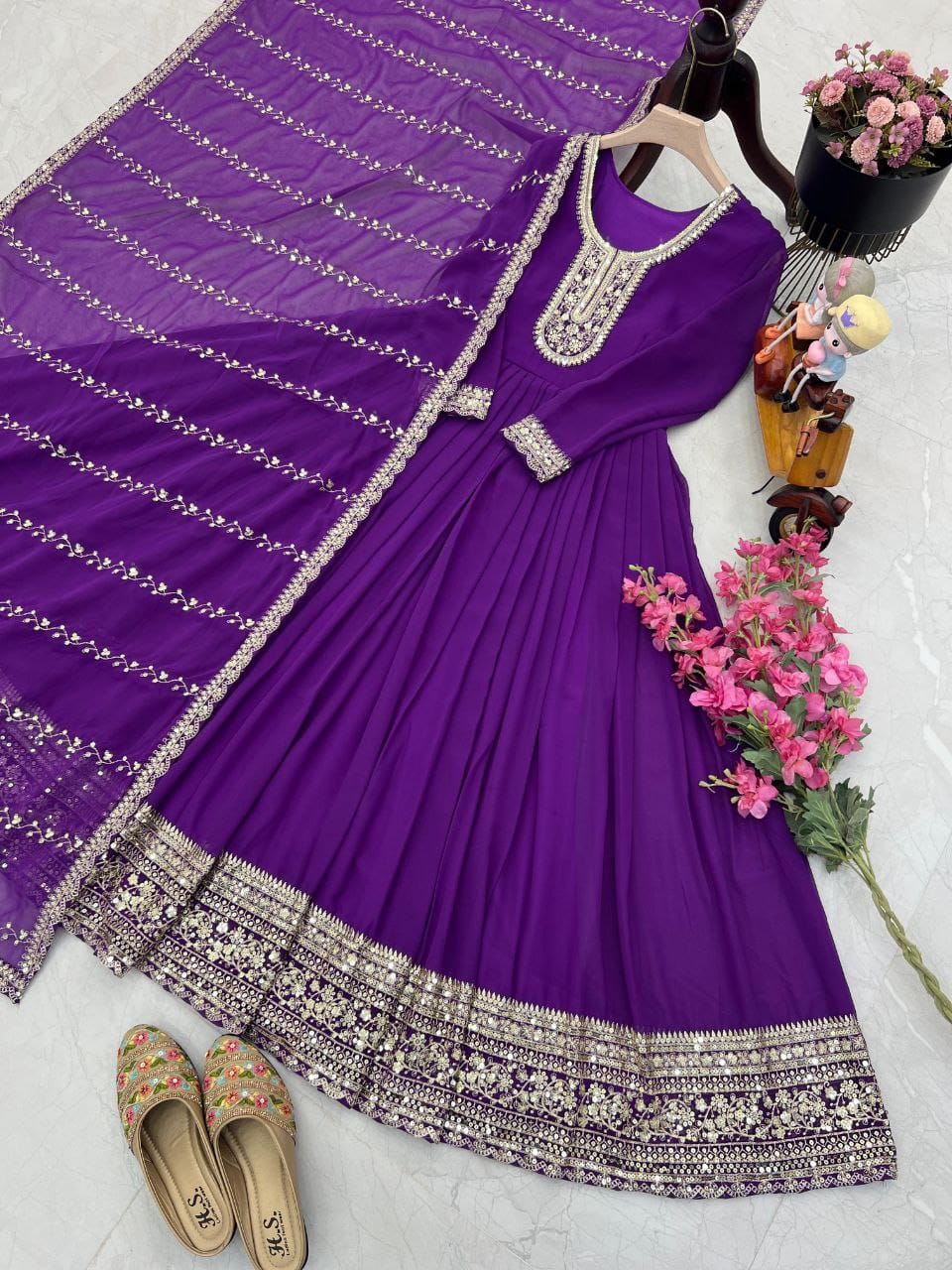 PRD0065 BEAUTIFUL FOX GEORGETTE GOWN  WITH DUPATTA