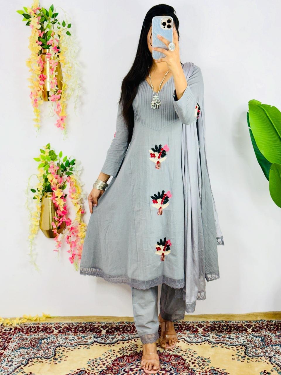 JKM0024 Beautiful Cotton Kurti and Pant Set with Dupatta