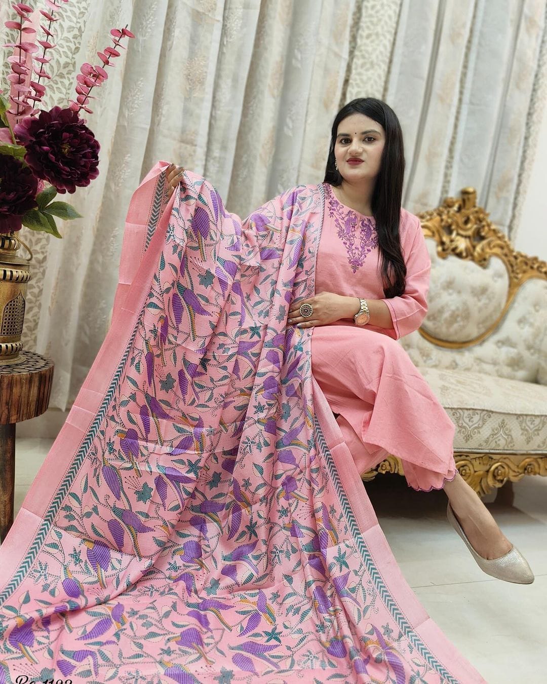 JKM0025 NEW LAUNCHED LIGHT  PINK  🩷 HANDLOOM EMBROIDERY SUIT SET PERFECT FOR ALL OCCASIONS*