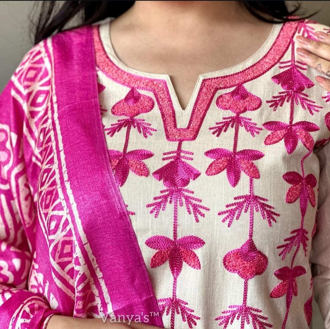 JKM0026  Exquisite handloom South Cotton Kurta Pant and Khadi Silk Dupatta set