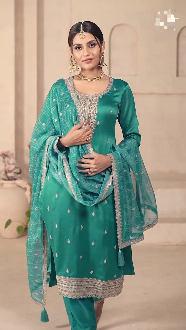PRD0082 DESIGNER SEQUINS EMBROIDERED WORK TOP AND PANT WITH DUPATTA