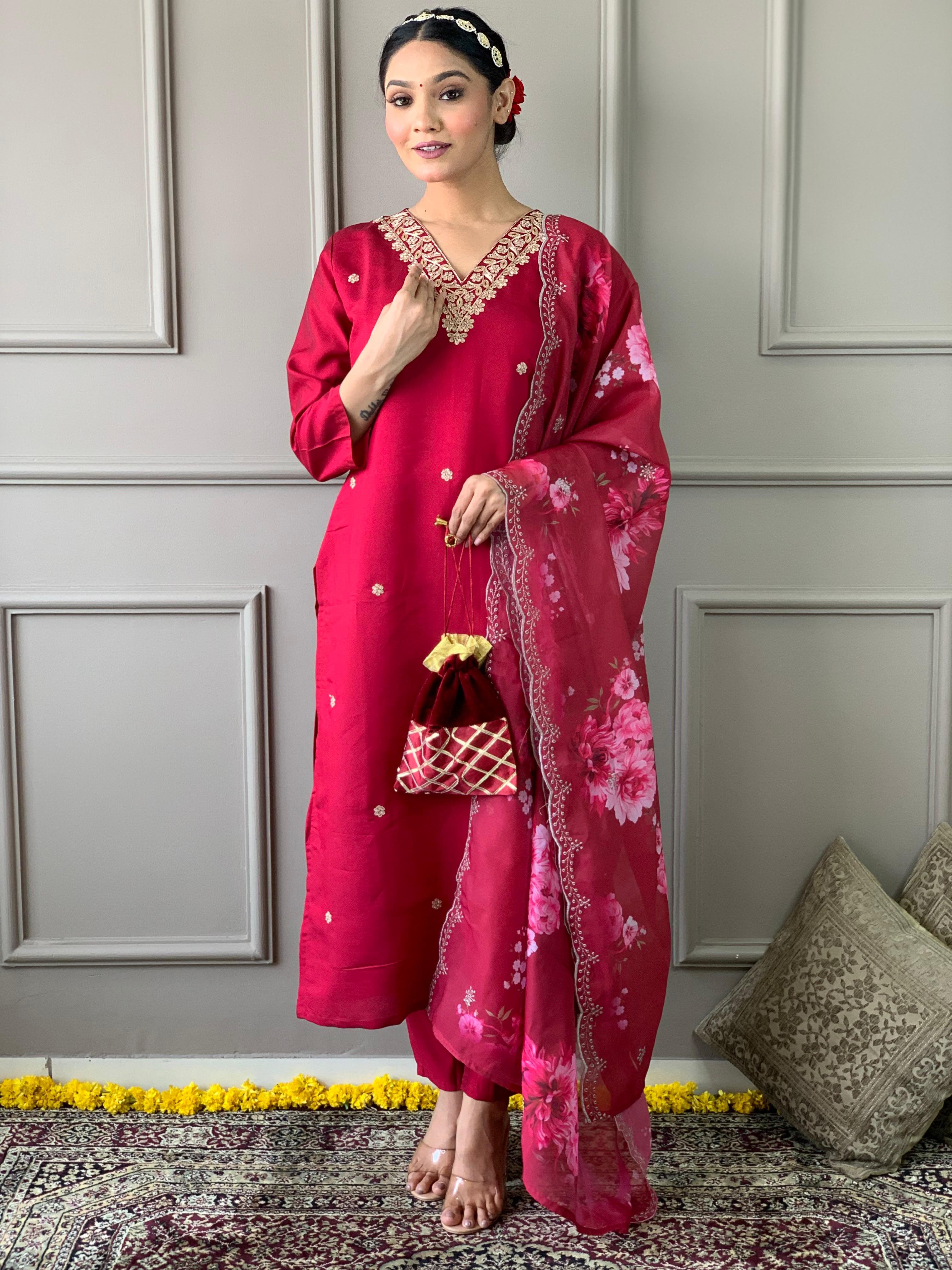 PRD0074  New trendy kurti dupatta and bottom set