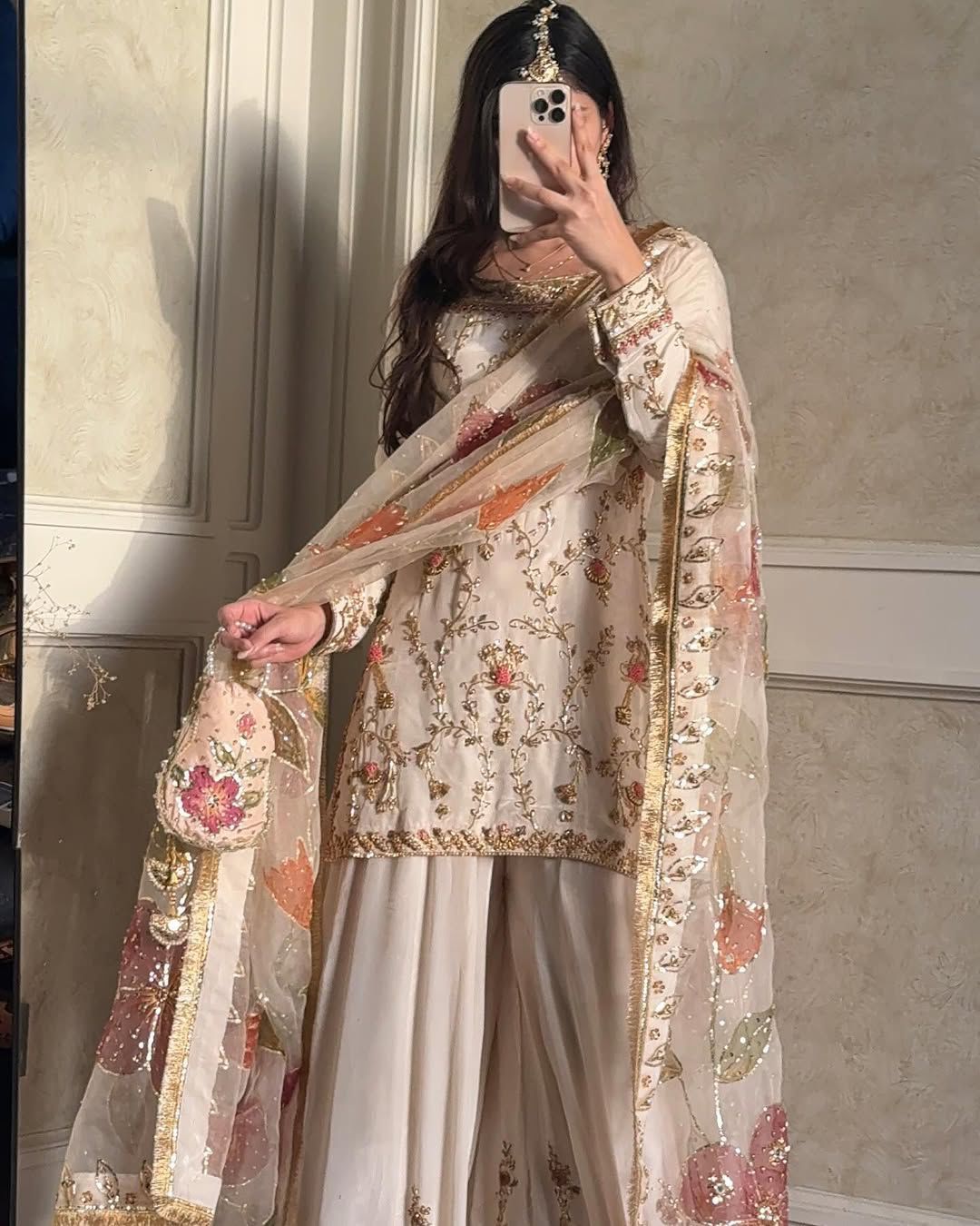 PRD0083 EXCLUSIVE DESIGNER HEAVY CHINON WITH SEQUANCE EMBROIDERY WORK SUIT WITH PLAZZO AND DUPATTA