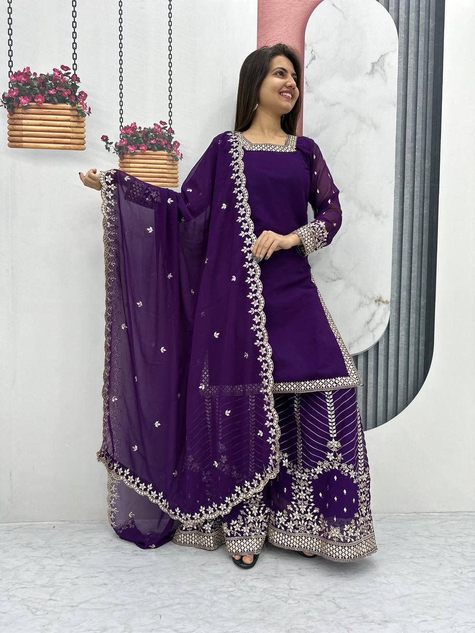 PRD0084 Heavy Fox Georgette Palazzo Set