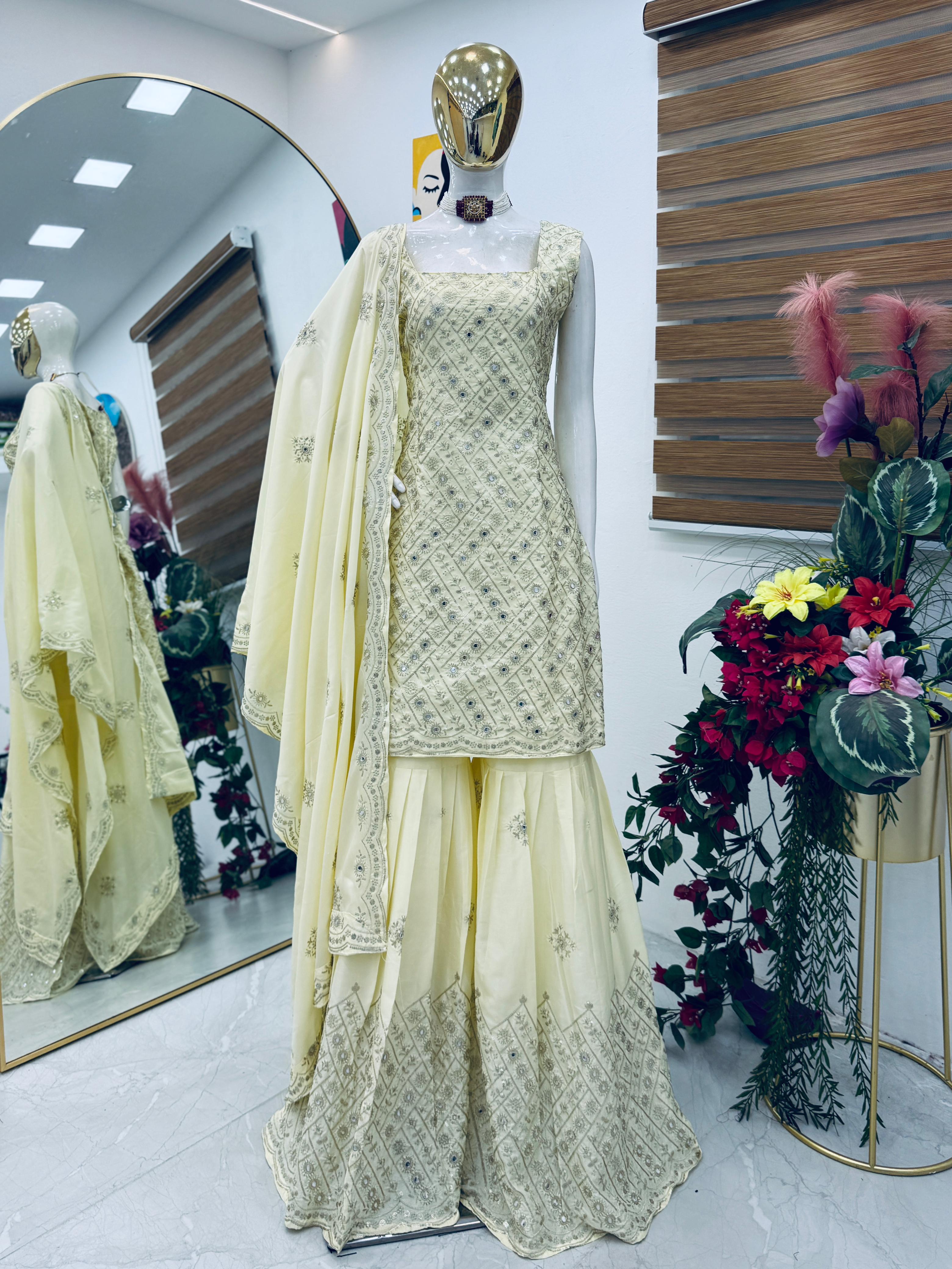 PRD0085 Beautiful Sequins Embroidery Palazzo set