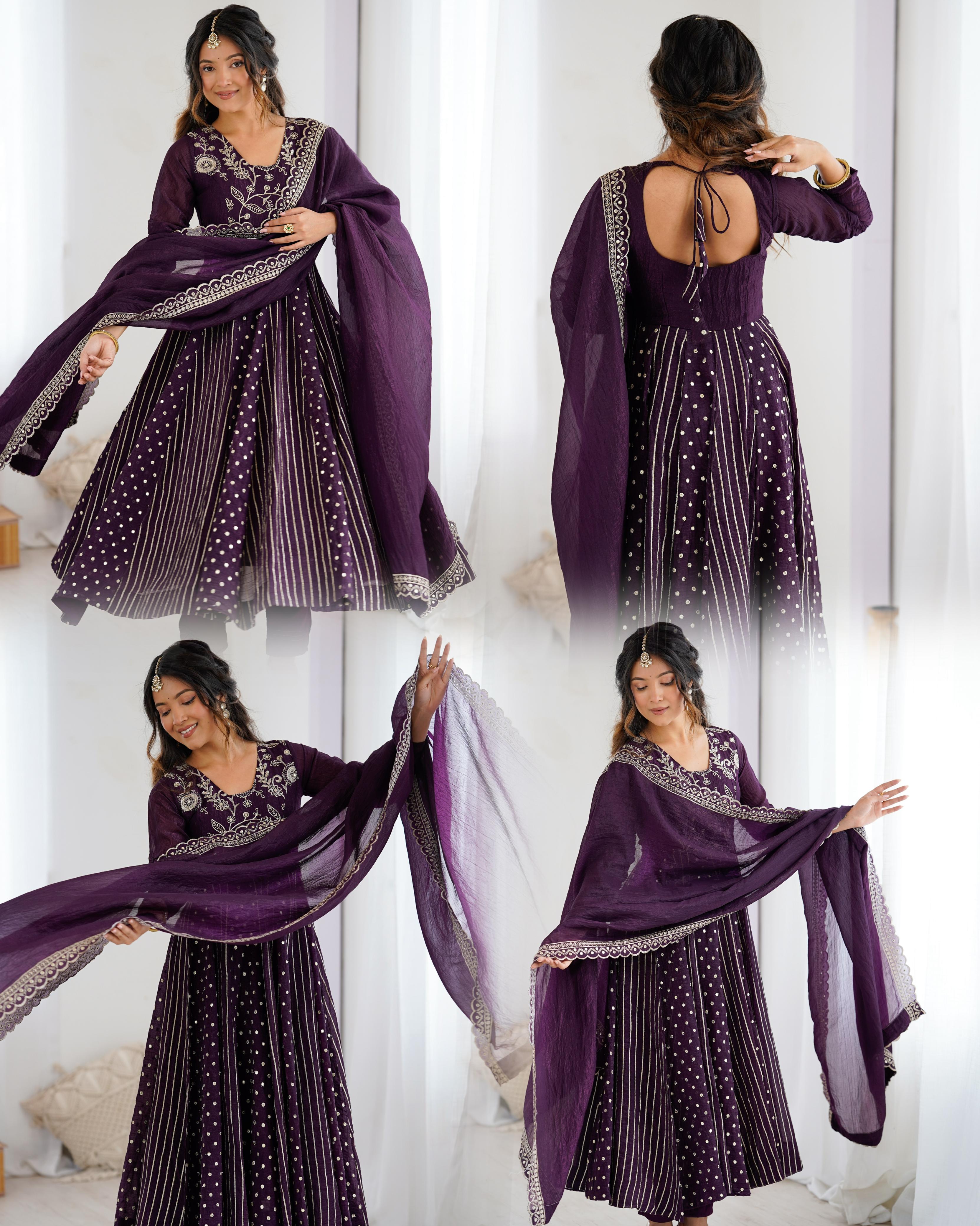 PRD0077 Anarkali Gown With Crunchy Silk With Fully Flair