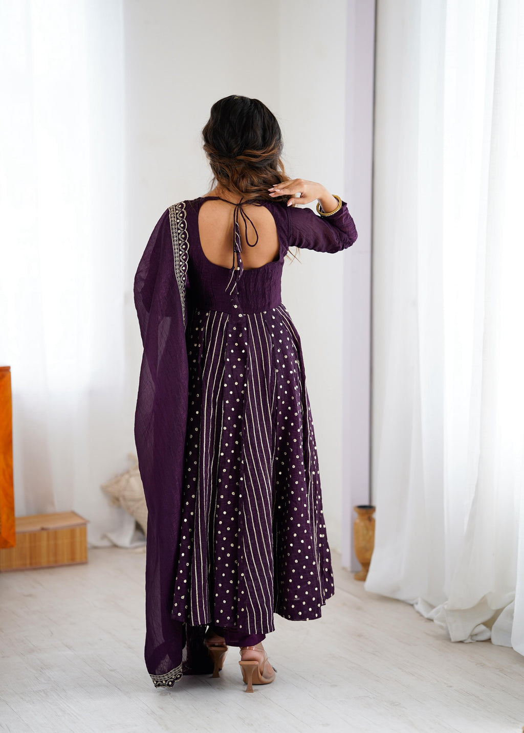 PRD0077 Anarkali Gown With Crunchy Silk With Fully Flair