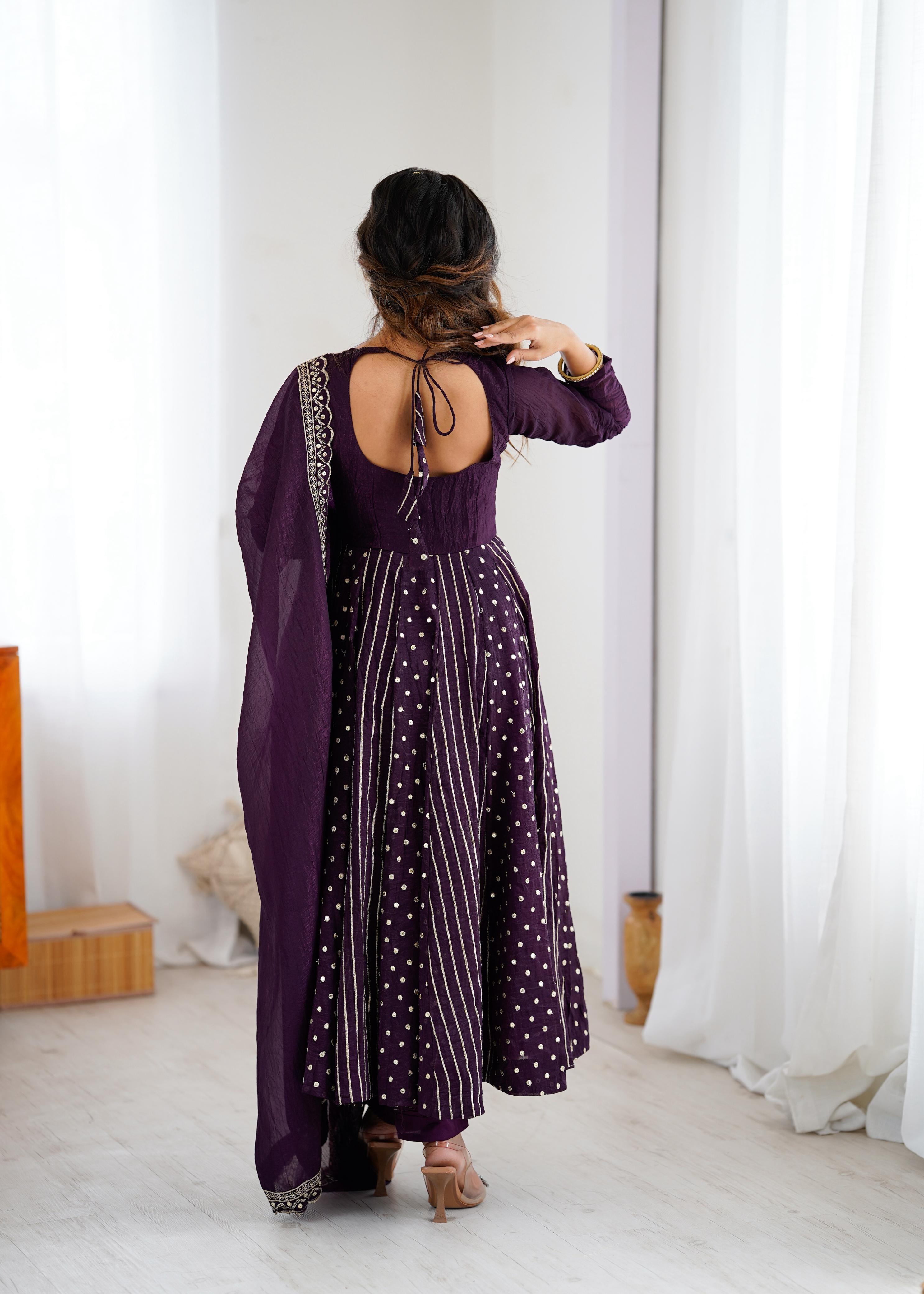 PRD0077 Anarkali Gown With Crunchy Silk With Fully Flair