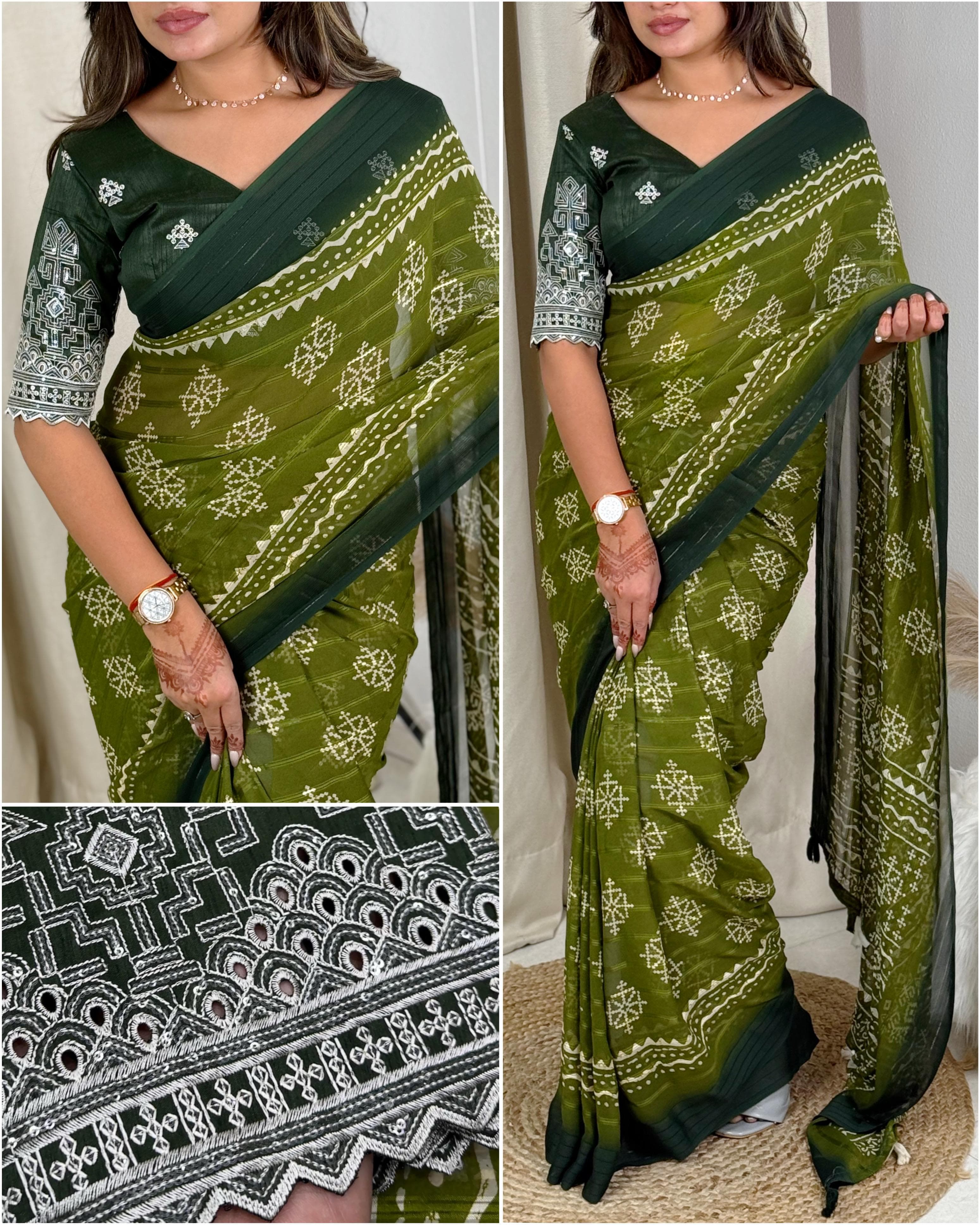 PRD0095 - Pure Heavy Georgette Saree