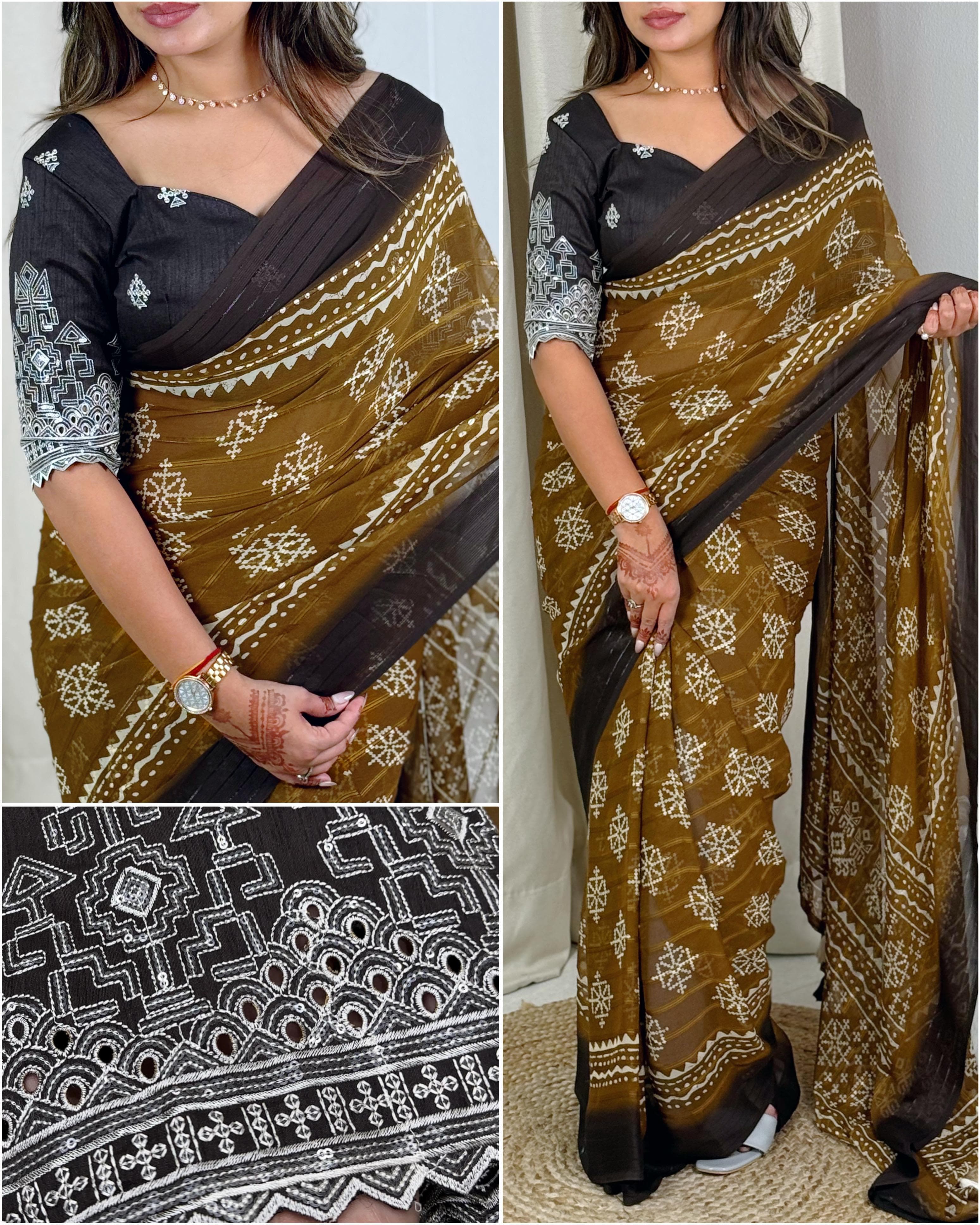 PRD0095 - Pure Heavy Georgette Saree