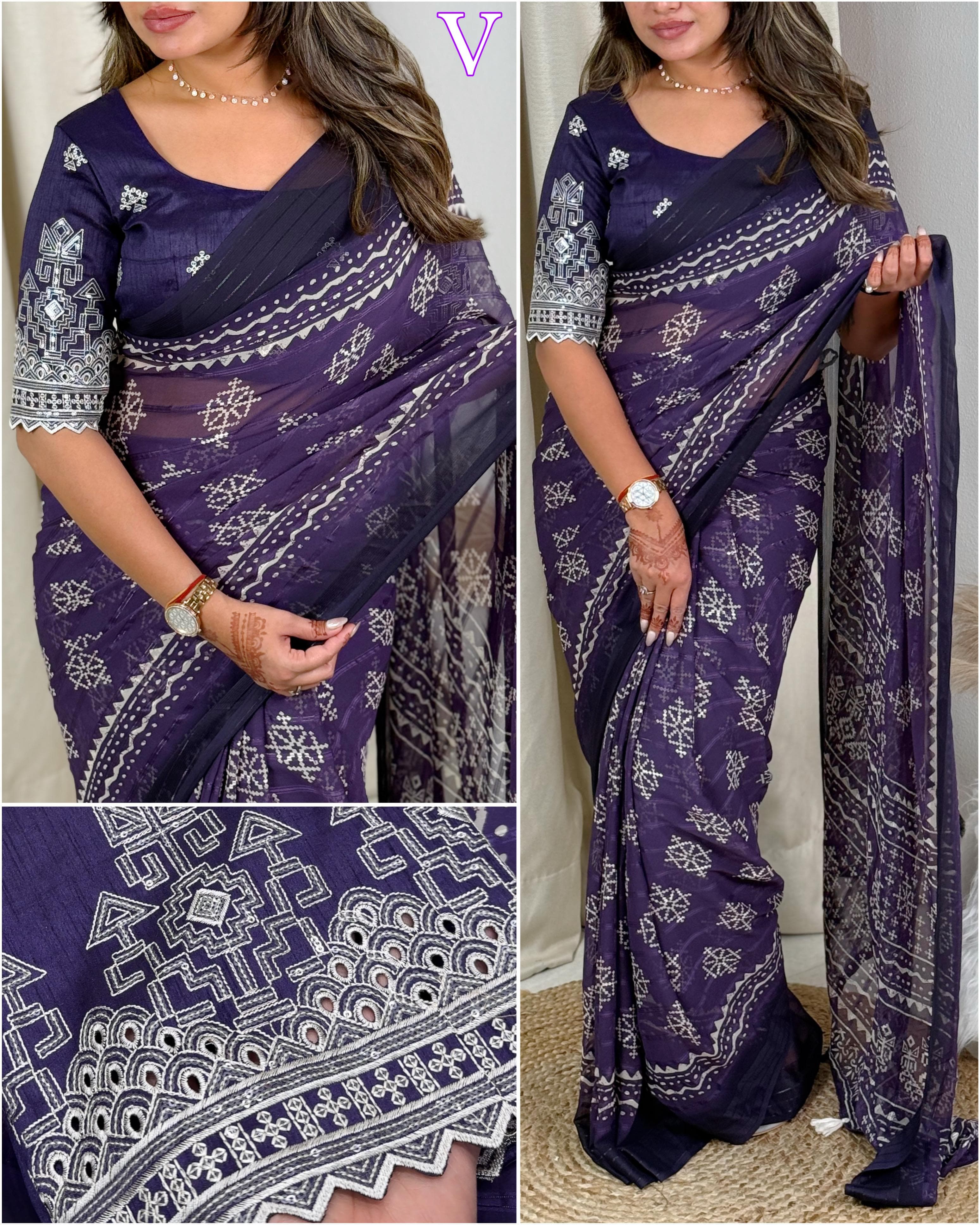 PRD0095 - Pure Heavy Georgette Saree