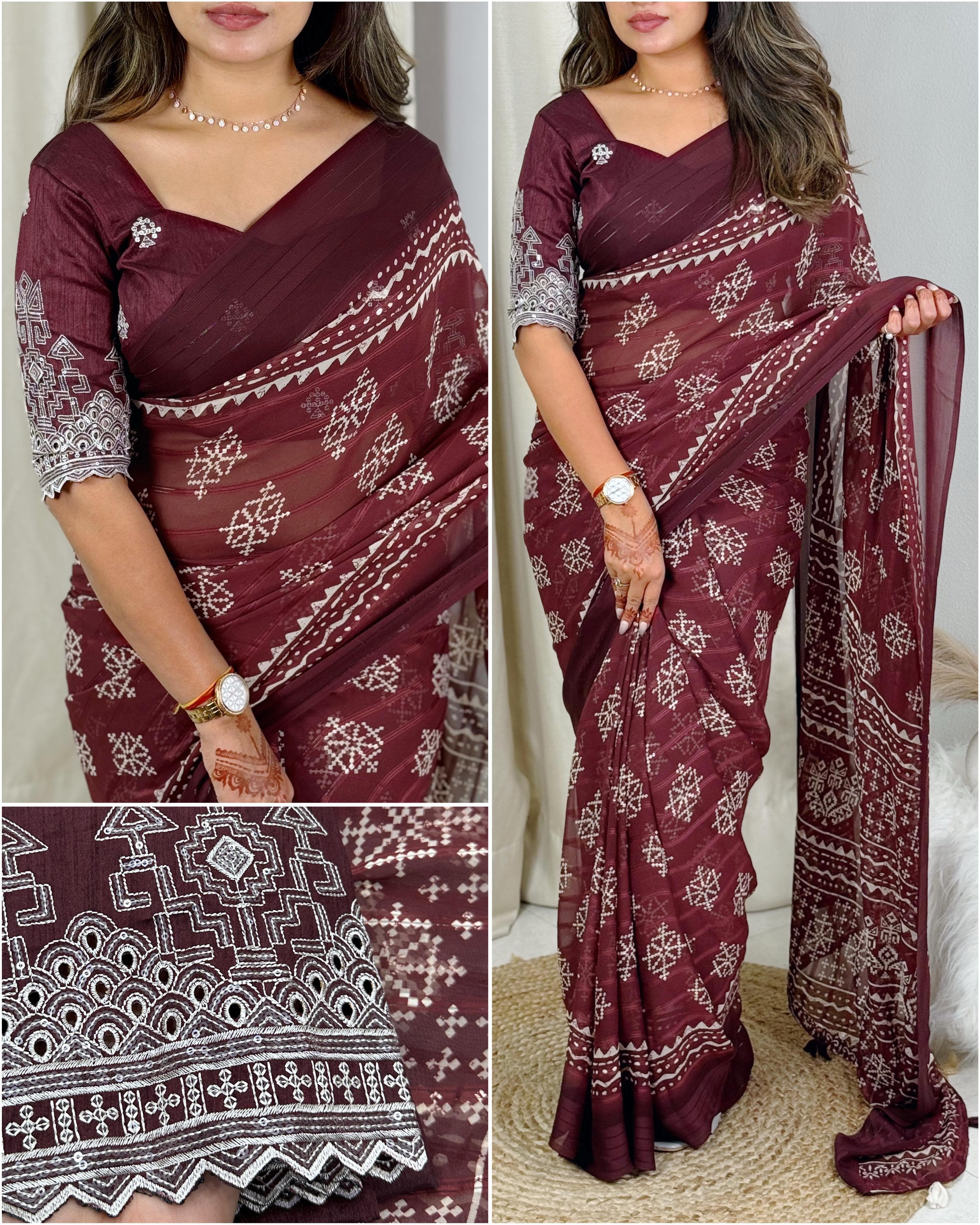 PRD0095 - Pure Heavy Georgette Saree