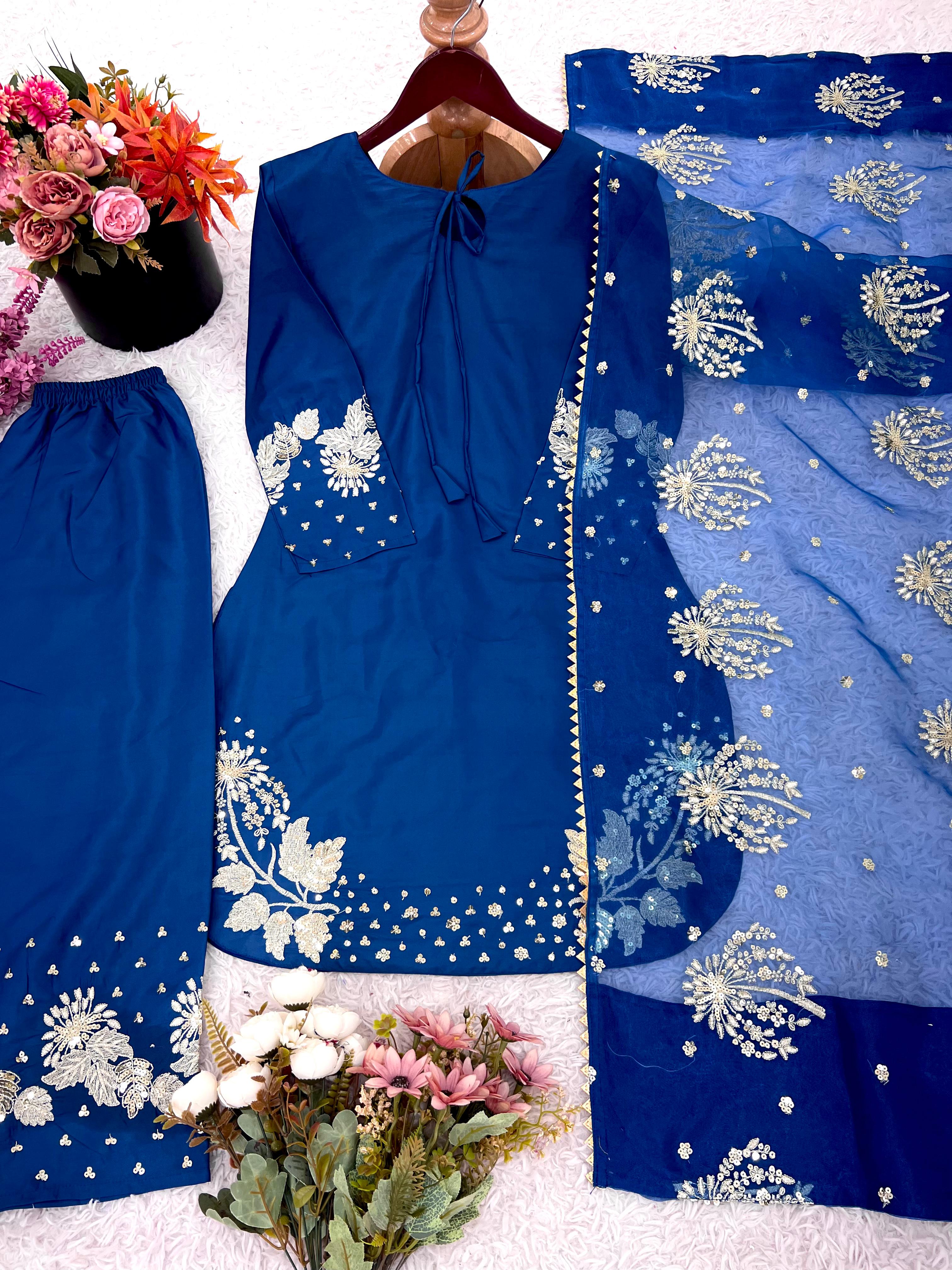 PRD0089 Presenting New Designer Collection In Natural Crepe Silk Top-Bottom And Dupatta Set Fully Stitched Ready To Wear