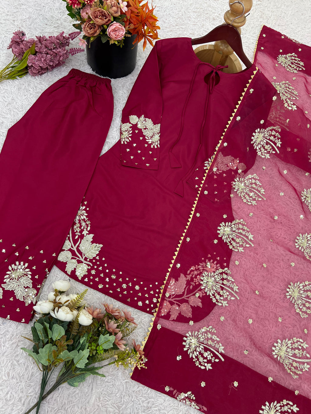 PRD0089 Presenting New Designer Collection In Natural Crepe Silk Top-Bottom And Dupatta Set Fully Stitched Ready To Wear