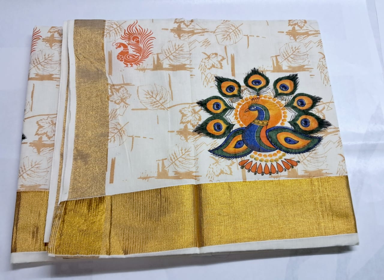 MAT0013 Pallu multi-color Digital Printed Saree with Full Saree Embossed Design