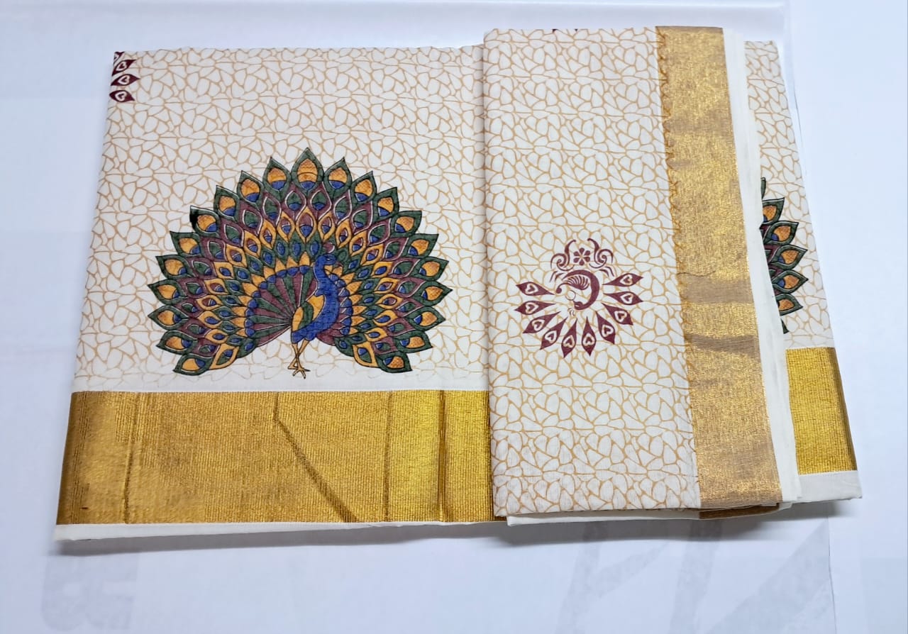 MAT0013 Pallu multi-color Digital Printed Saree with Full Saree Embossed Design