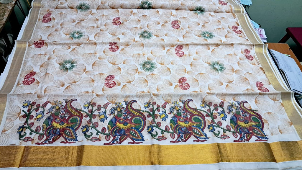 MAT0013 Pallu multi-color Digital Printed Saree with Full Saree Embossed Design