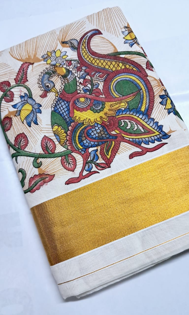 MAT0013 Pallu multi-color Digital Printed Saree with Full Saree Embossed Design