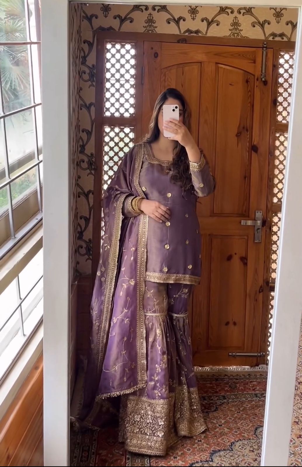 PRD00108 Heavy Chinon Silk Top-Sharara And Dupatta Set Fully Stitched Ready To Wear