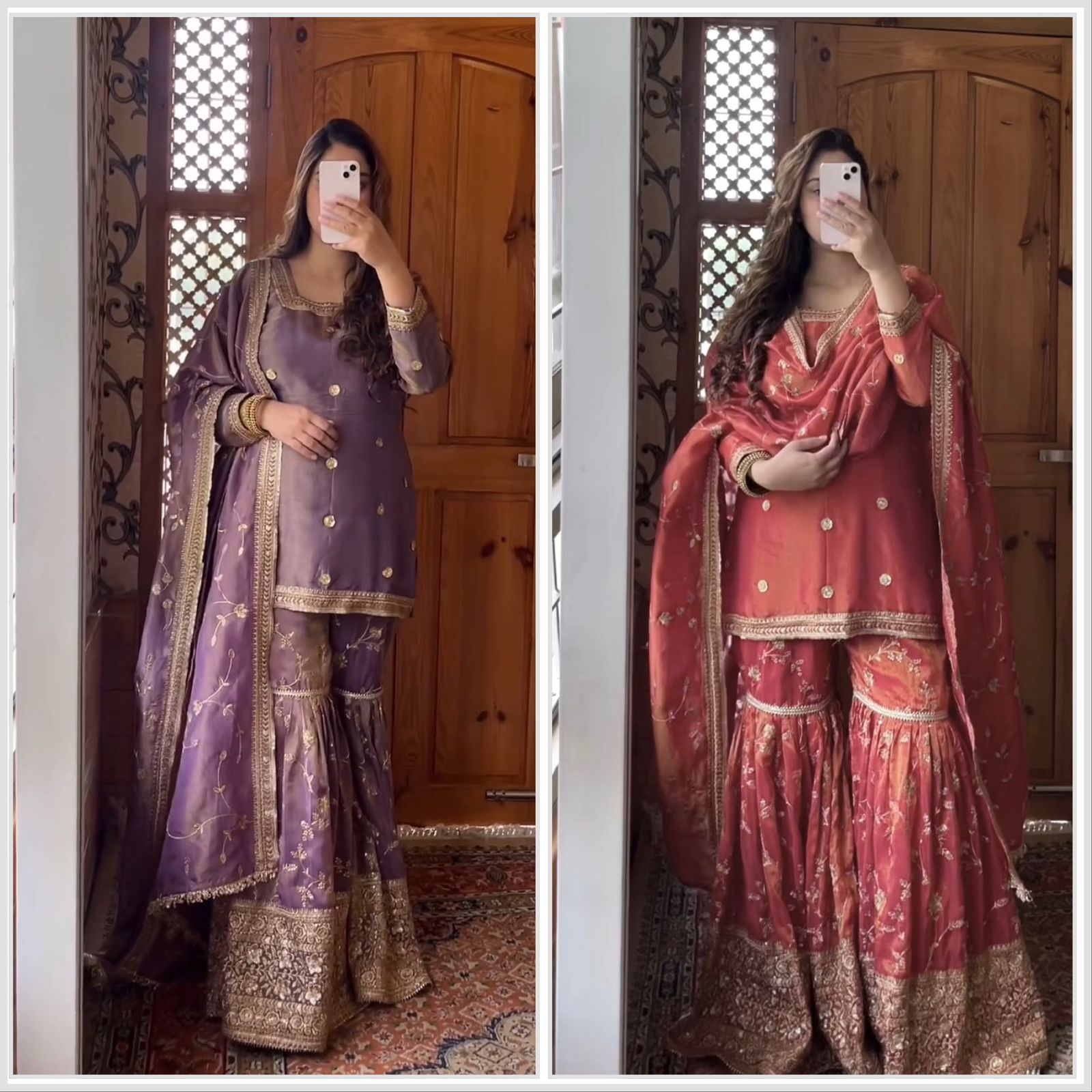 PRD00108 Heavy Chinon Silk Top-Sharara And Dupatta Set Fully Stitched Ready To Wear