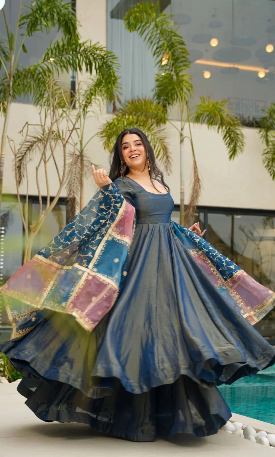 PRD00109 stunning carousing color paired with a beautifully embroidered multi-tone dupatta