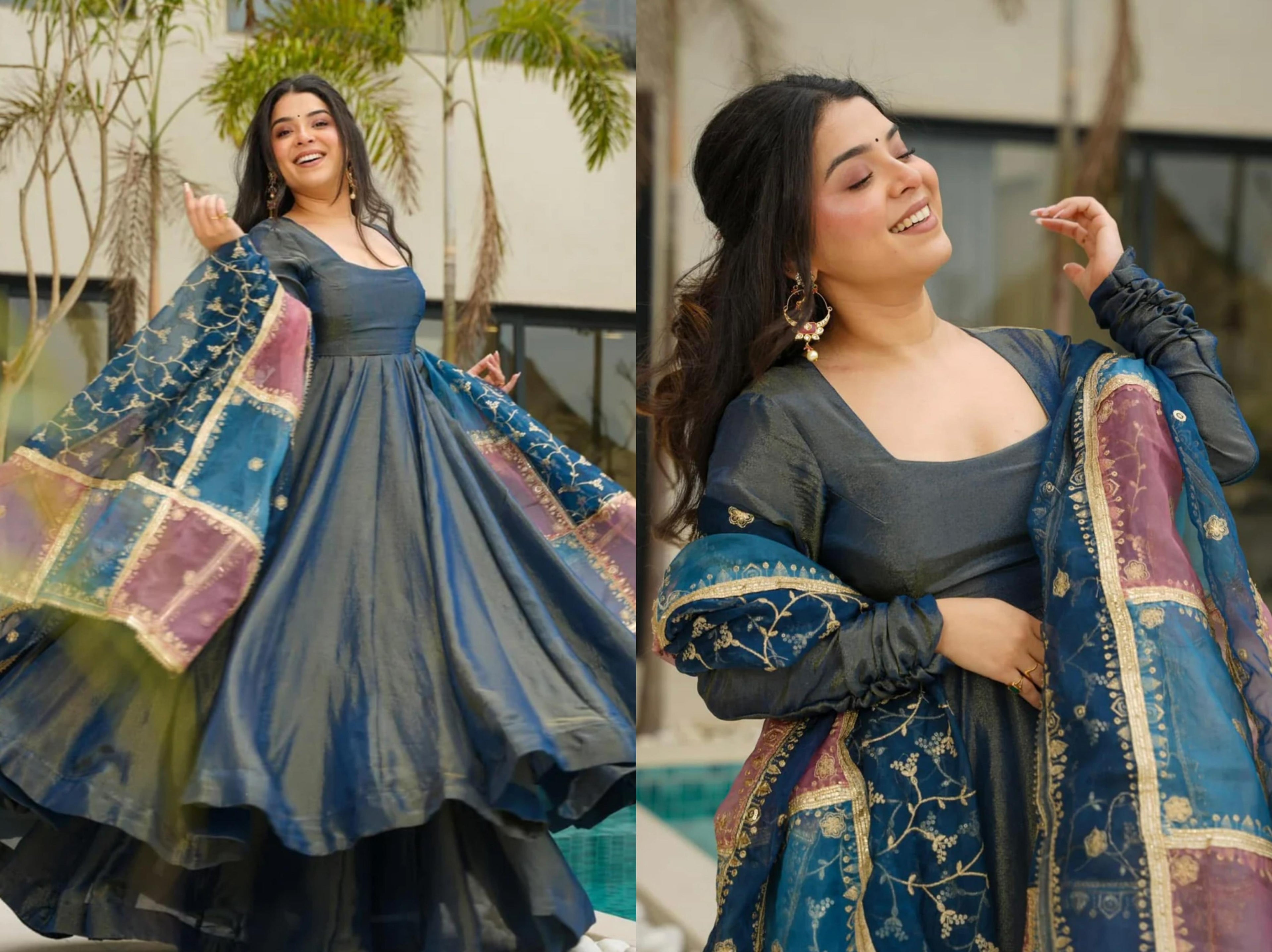 PRD00109 stunning carousing color paired with a beautifully embroidered multi-tone dupatta