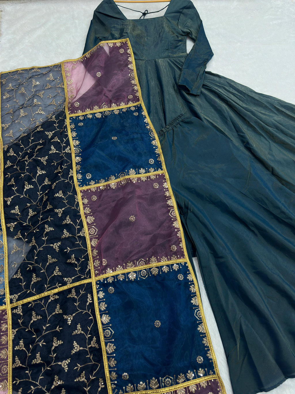 PRD00109 stunning carousing color paired with a beautifully embroidered multi-tone dupatta