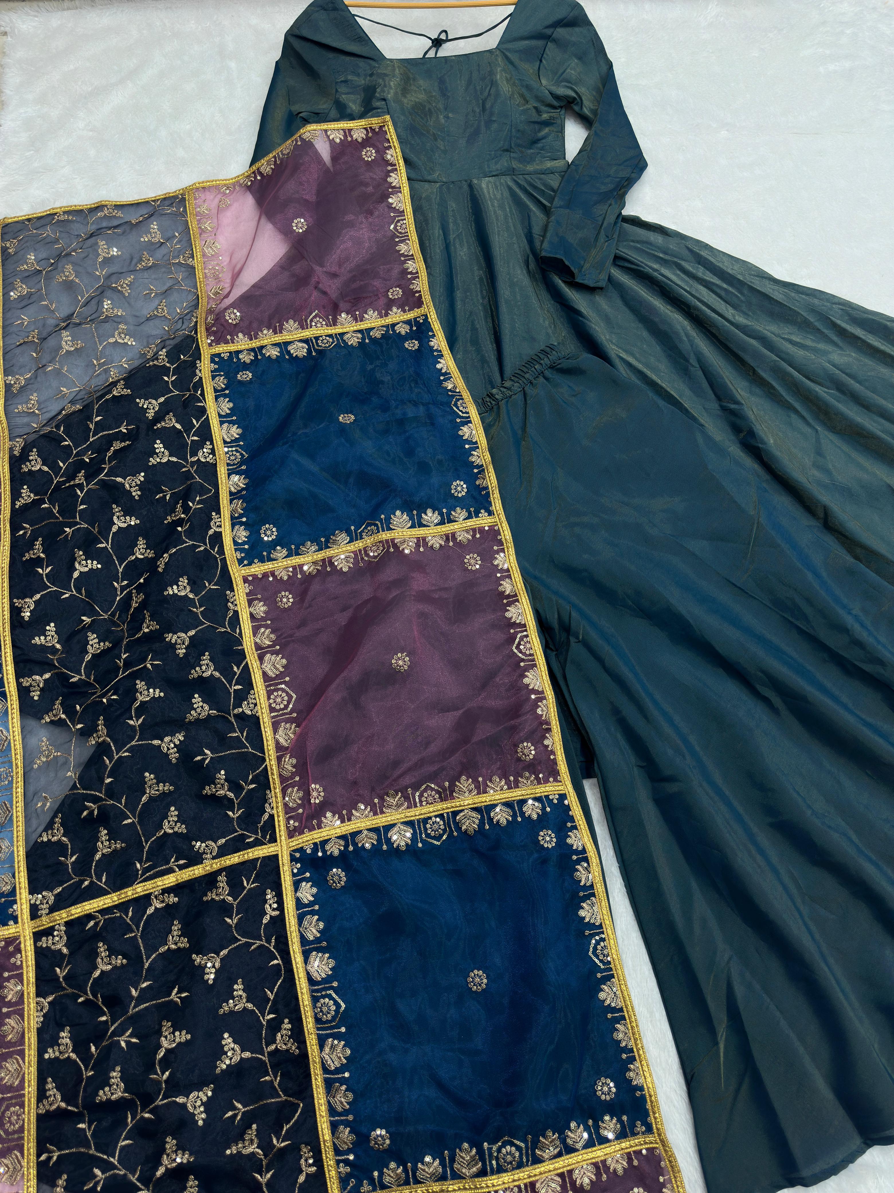PRD00109 stunning carousing color paired with a beautifully embroidered multi-tone dupatta