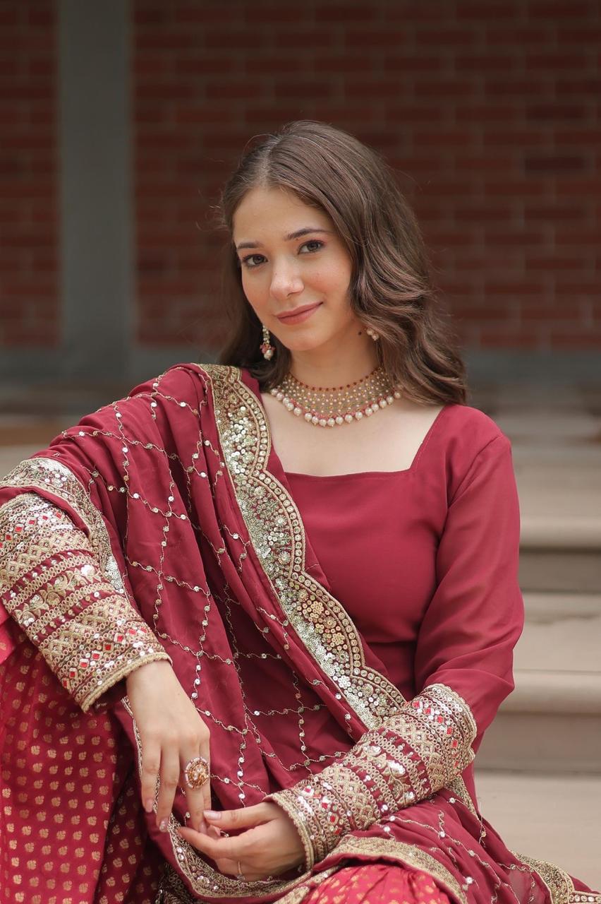 PRD00111 PREMIUM DESIGNER READYMADE TOP-SHARARA-DUPATTA COLLECTIONS.