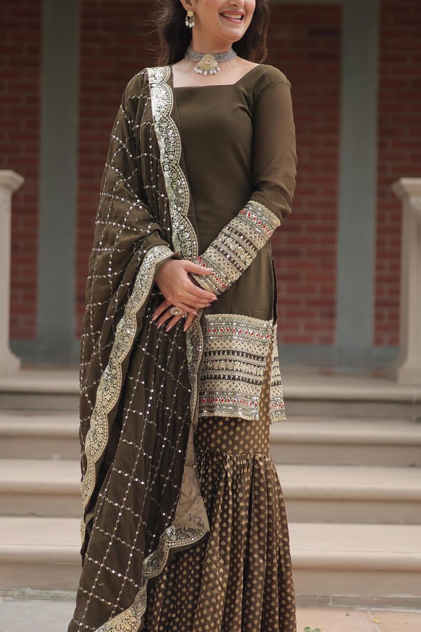 PRD00111 PREMIUM DESIGNER READYMADE TOP-SHARARA-DUPATTA COLLECTIONS.