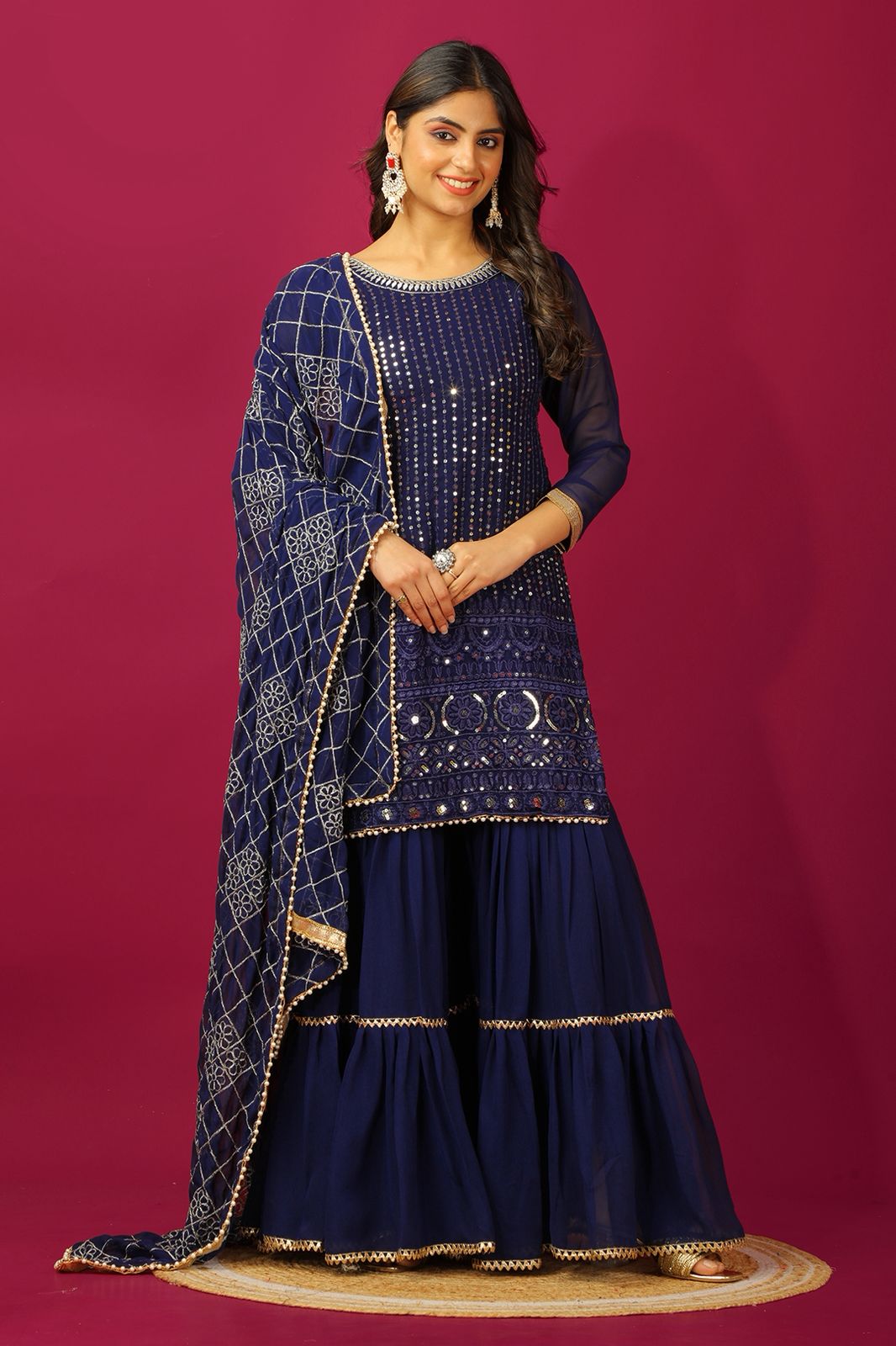 PRD00112 Presenting New Designer Faux Georgette Heavy Top Palazzo with Dupatta