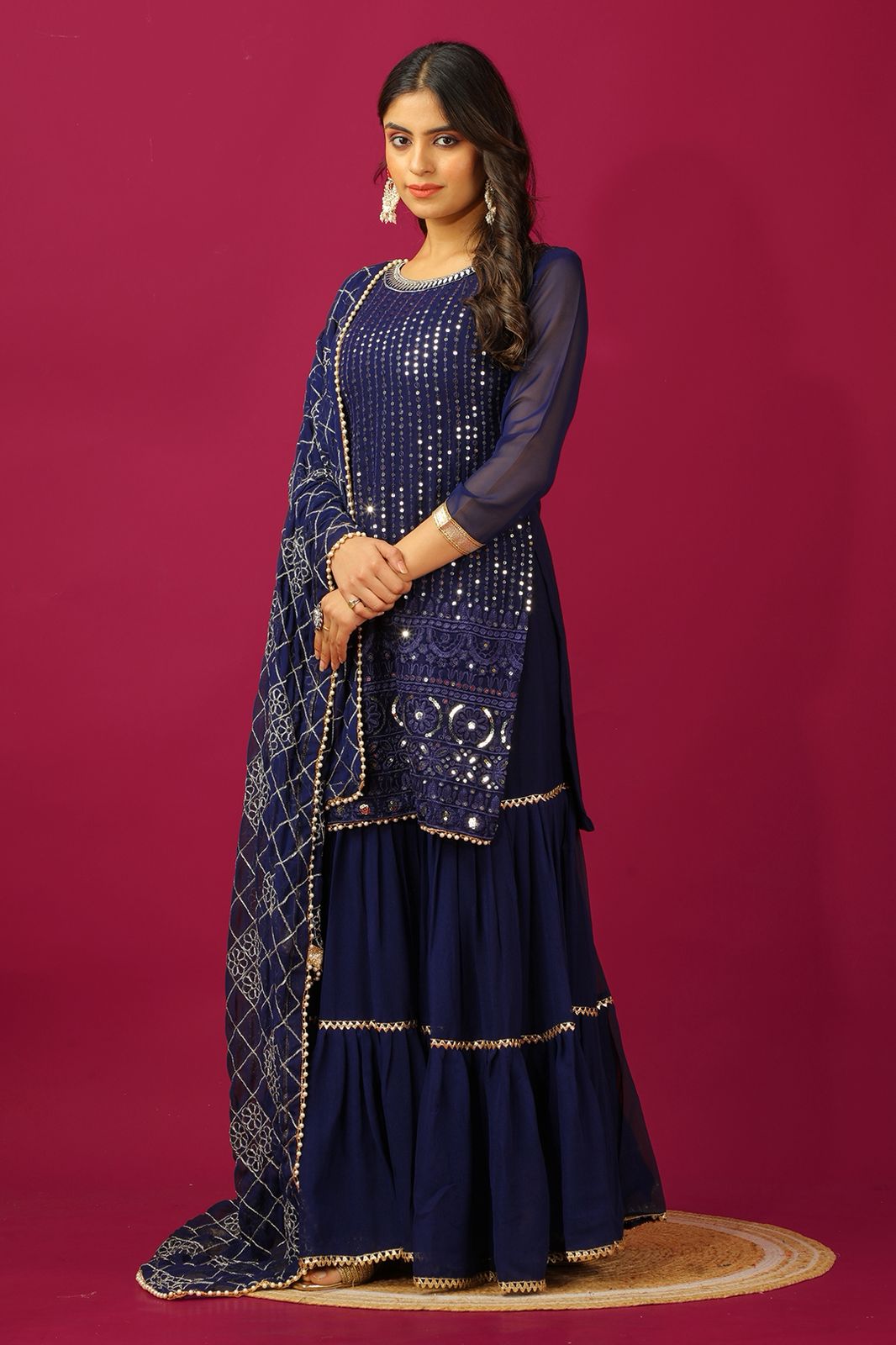 PRD00112 Presenting New Designer Faux Georgette Heavy Top Palazzo with Dupatta