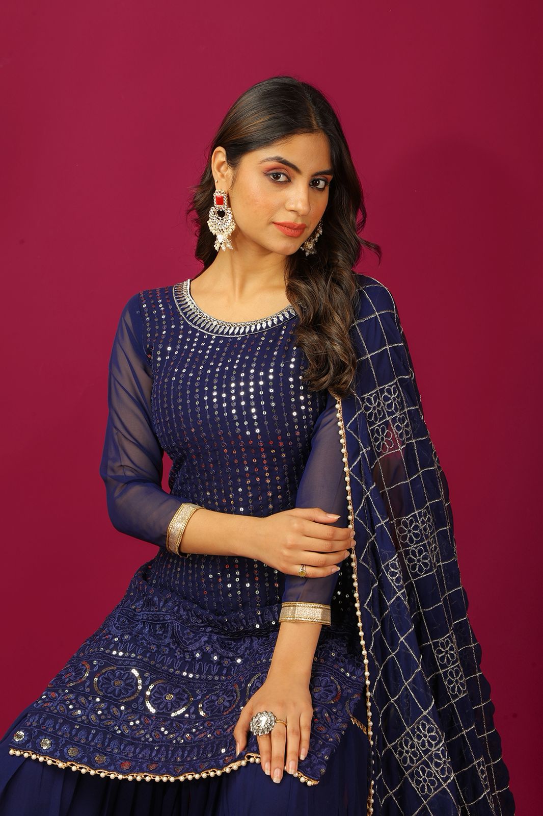 PRD00112 Presenting New Designer Faux Georgette Heavy Top Palazzo with Dupatta