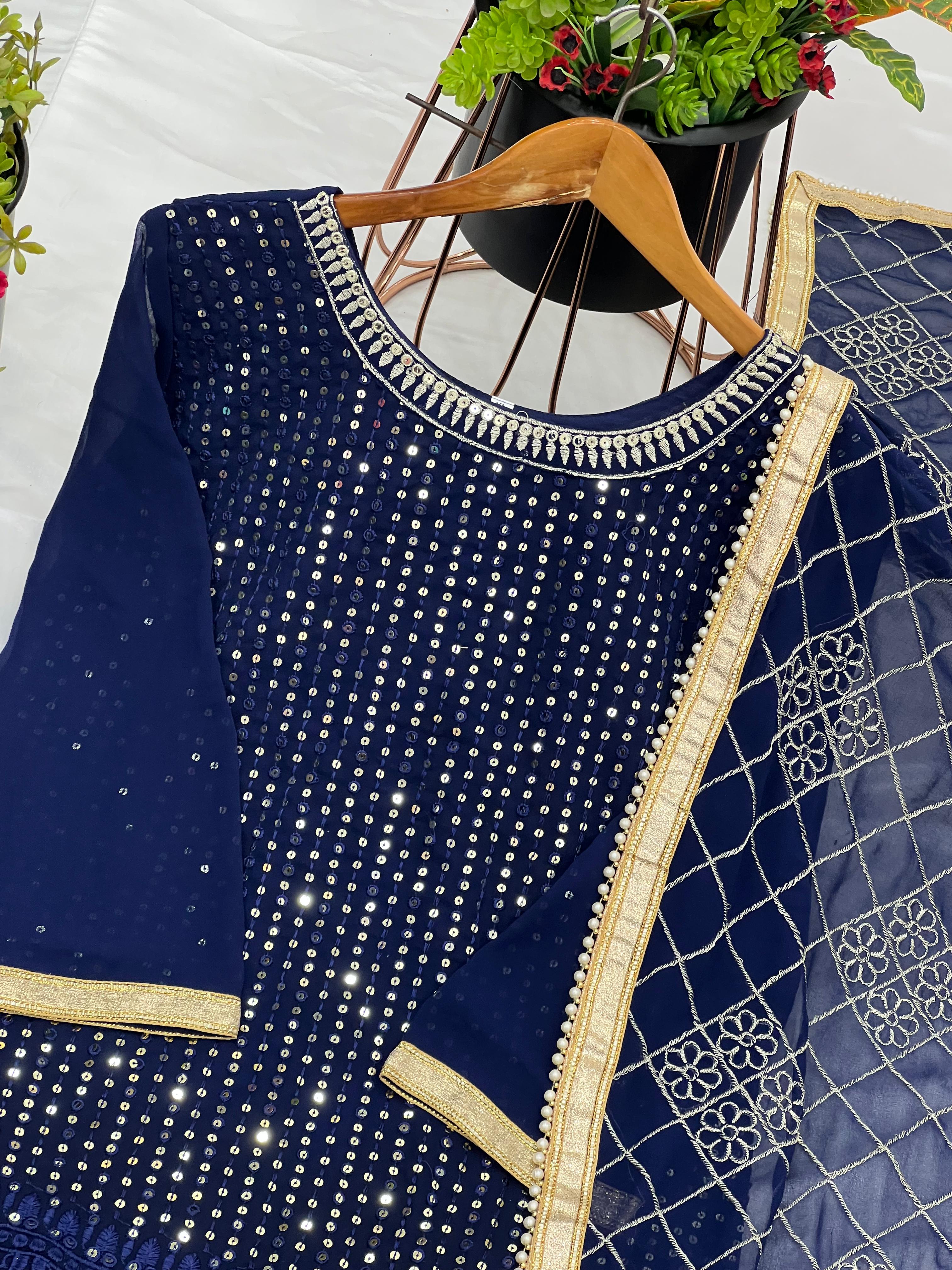 PRD00112 Presenting New Designer Faux Georgette Heavy Top Palazzo with Dupatta