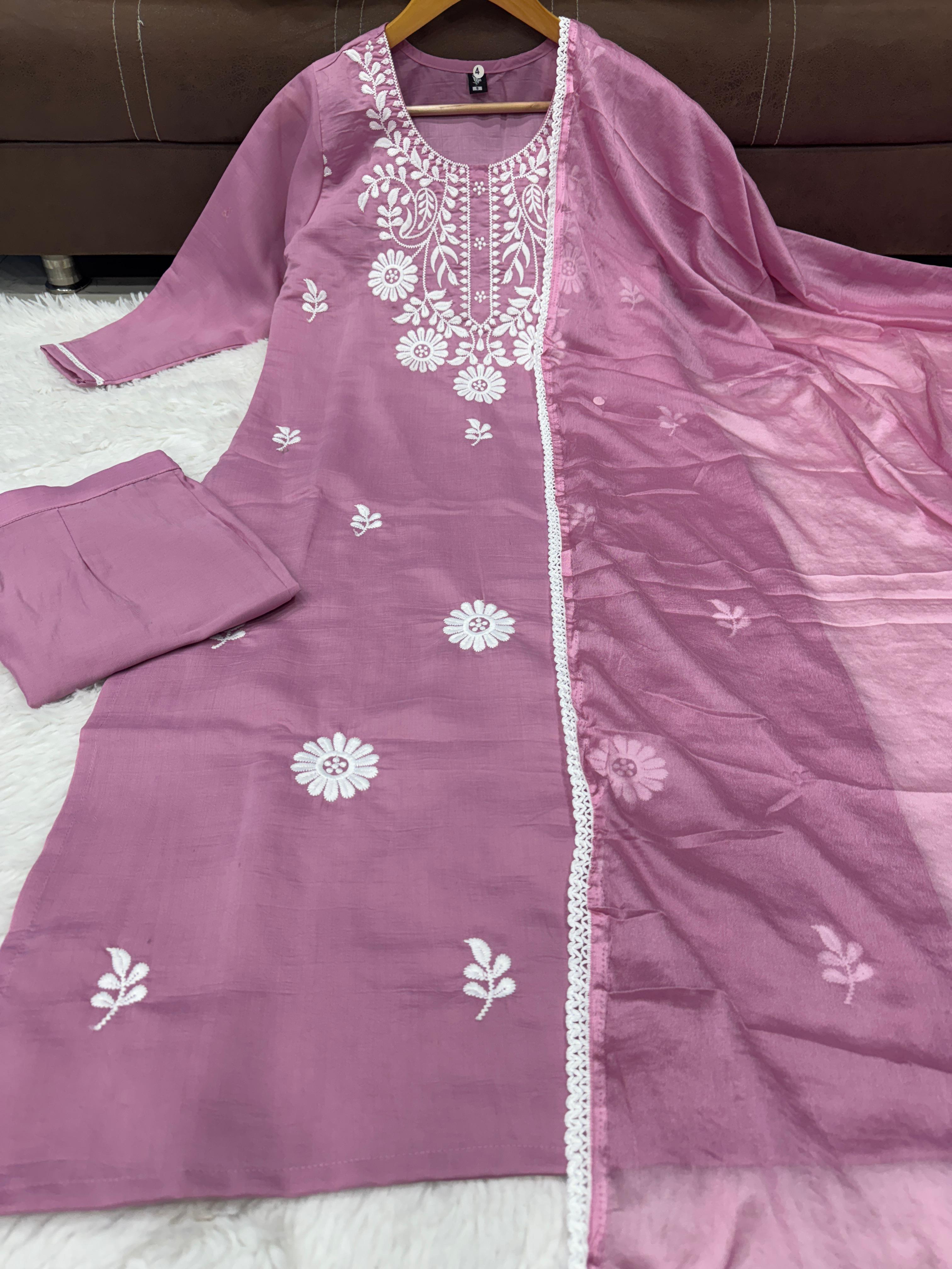 PRD00101 Kurti Set  with Viscose Fabric With Attractive Gorgeous Embroidered Work And Chanderi Dupatta