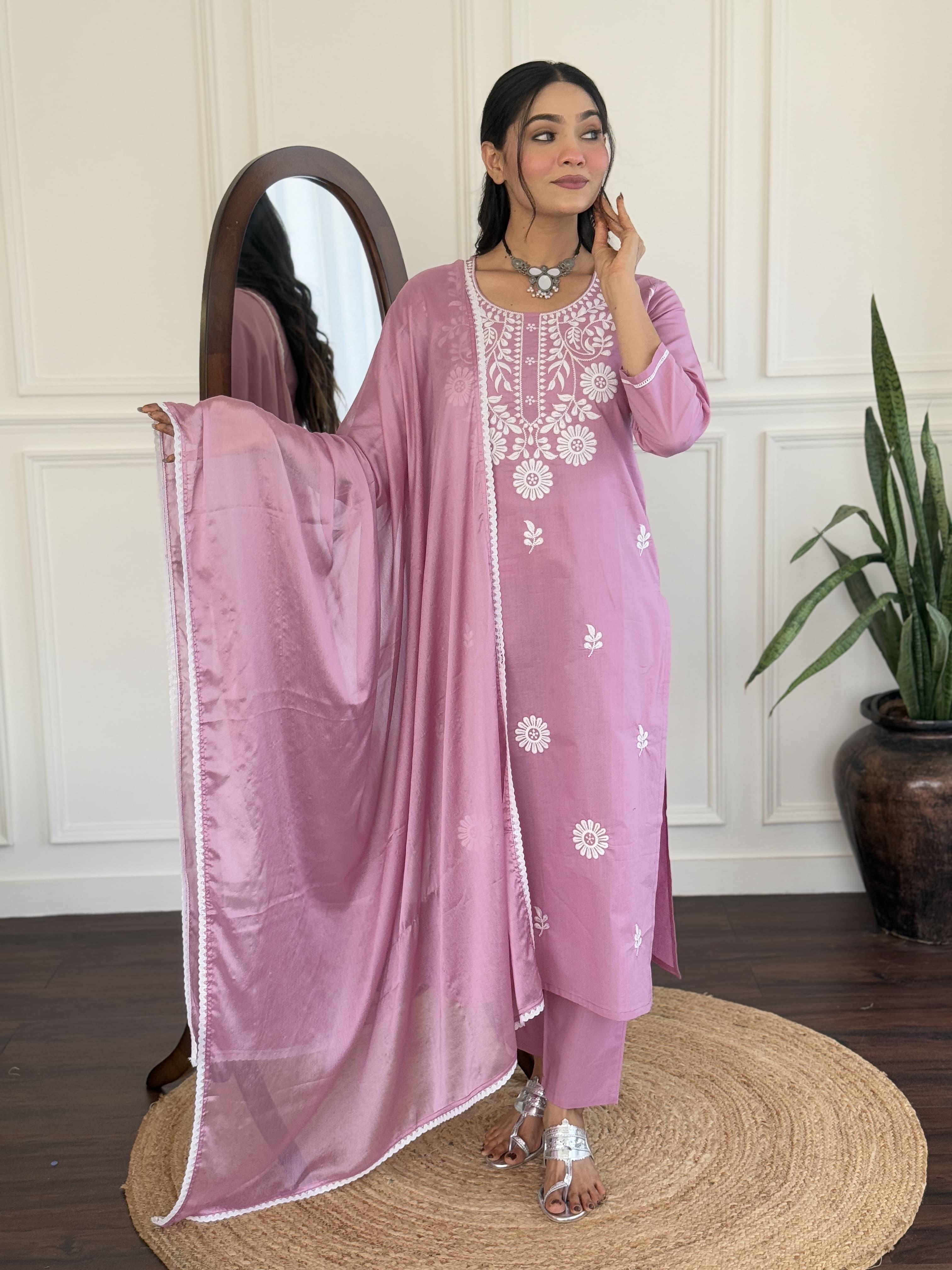 PRD00101 Kurti Set  with Viscose Fabric With Attractive Gorgeous Embroidered Work And Chanderi Dupatta