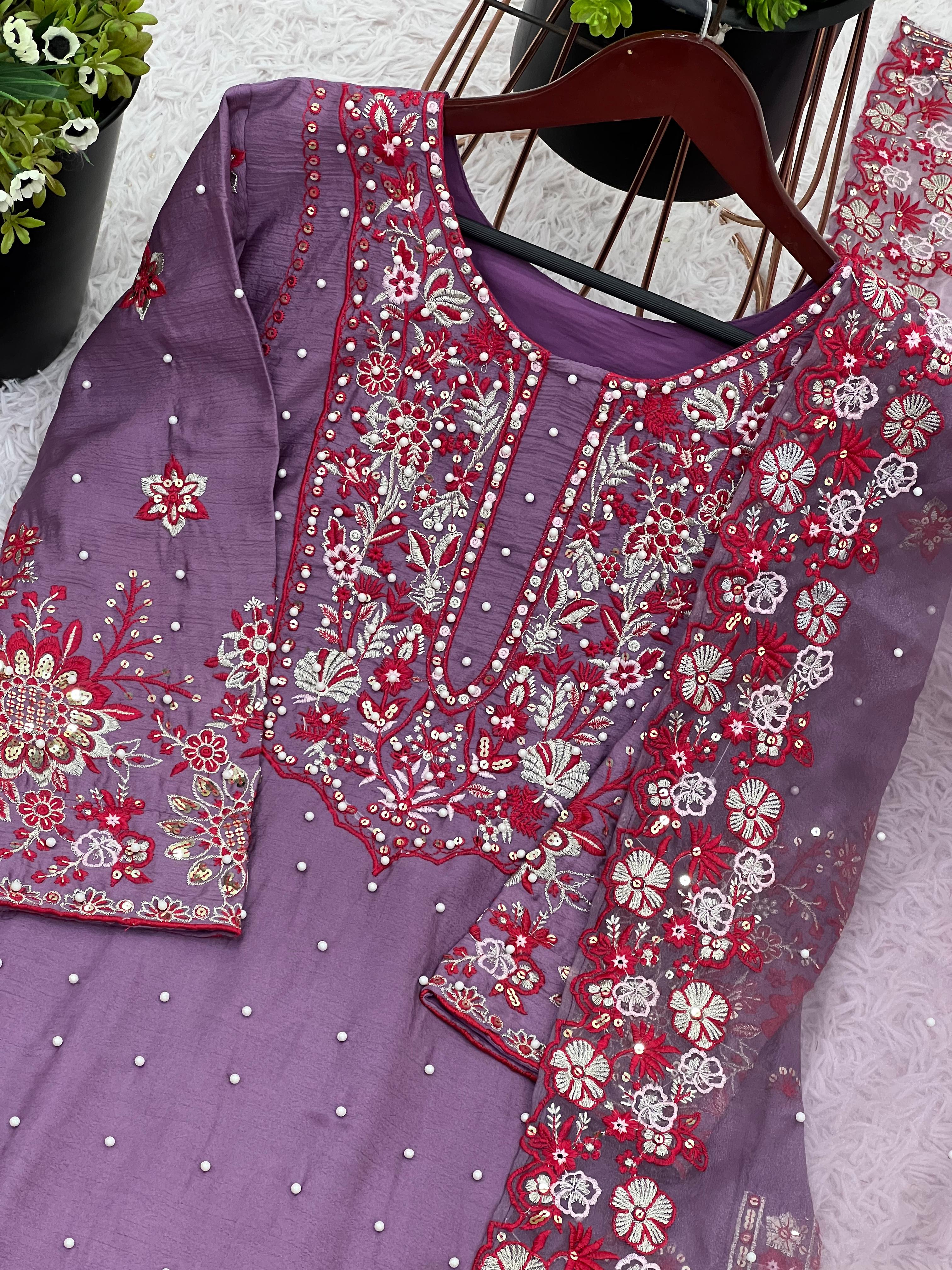 PRD00113 Presenting  New Designer Party Wear Look Top-Palazzo and Dupatta With Heavy Embroidery Work