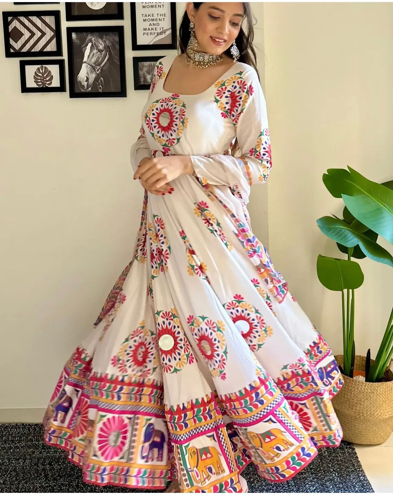 PRD00103 New Designer Navratri Look Heavy Moss Satin Silk Gown & Dupatta Set