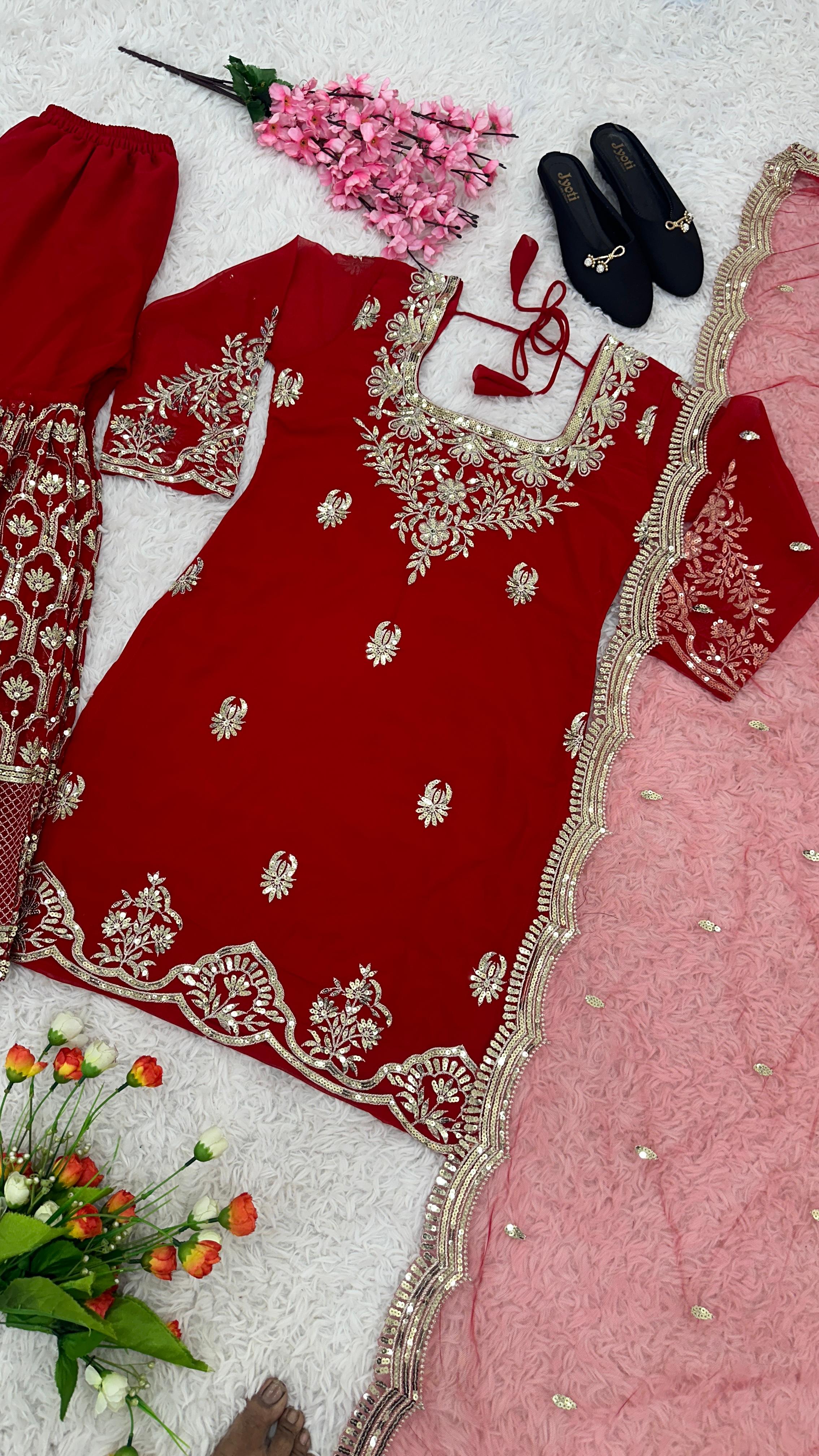 PRD00115  Launching New Designer Party Wear Look Fancy Top-Dupatta and Fully Stitched Sharara