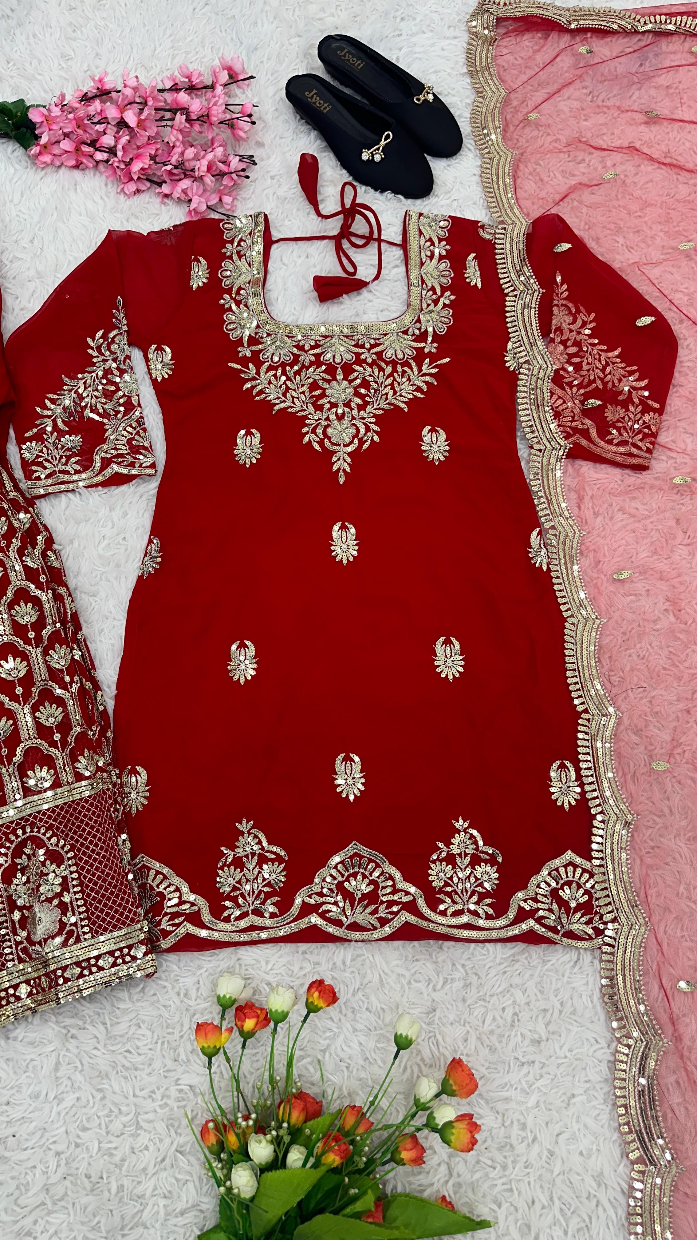 PRD00115  Launching New Designer Party Wear Look Fancy Top-Dupatta and Fully Stitched Sharara