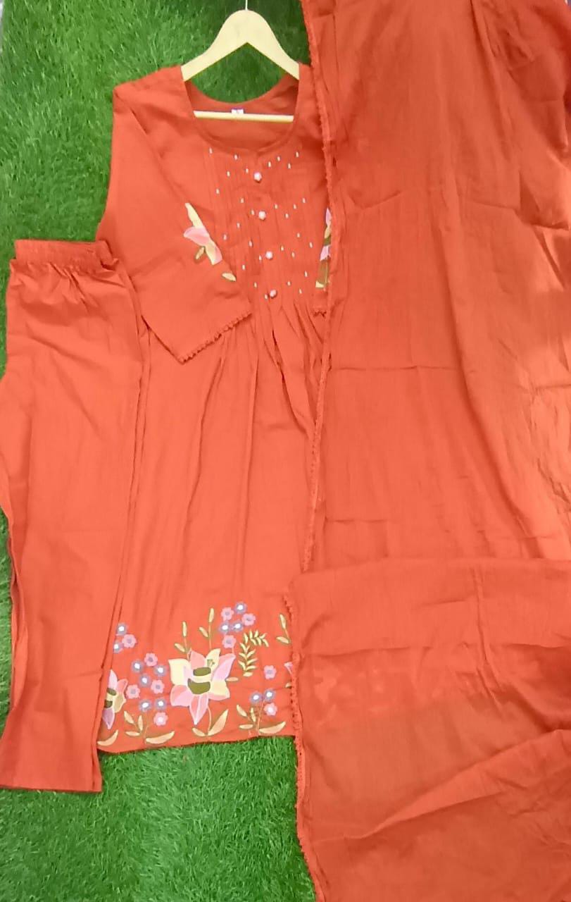 JKM0030 Pure Cotton60-60 super dyeing quality kurta with printex & hand moti work yoke